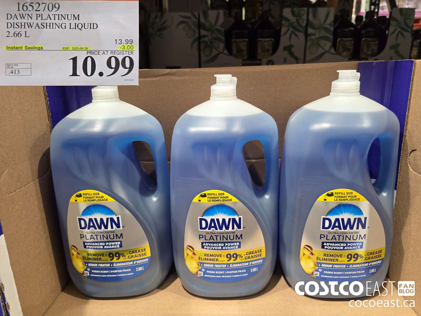 1652709 DAWN PLATINUM DISHWASHER LIQUID 2.66L ($3.00 INSTANT SAVINGS EXPIRES ON 2025-09-28) $10.99