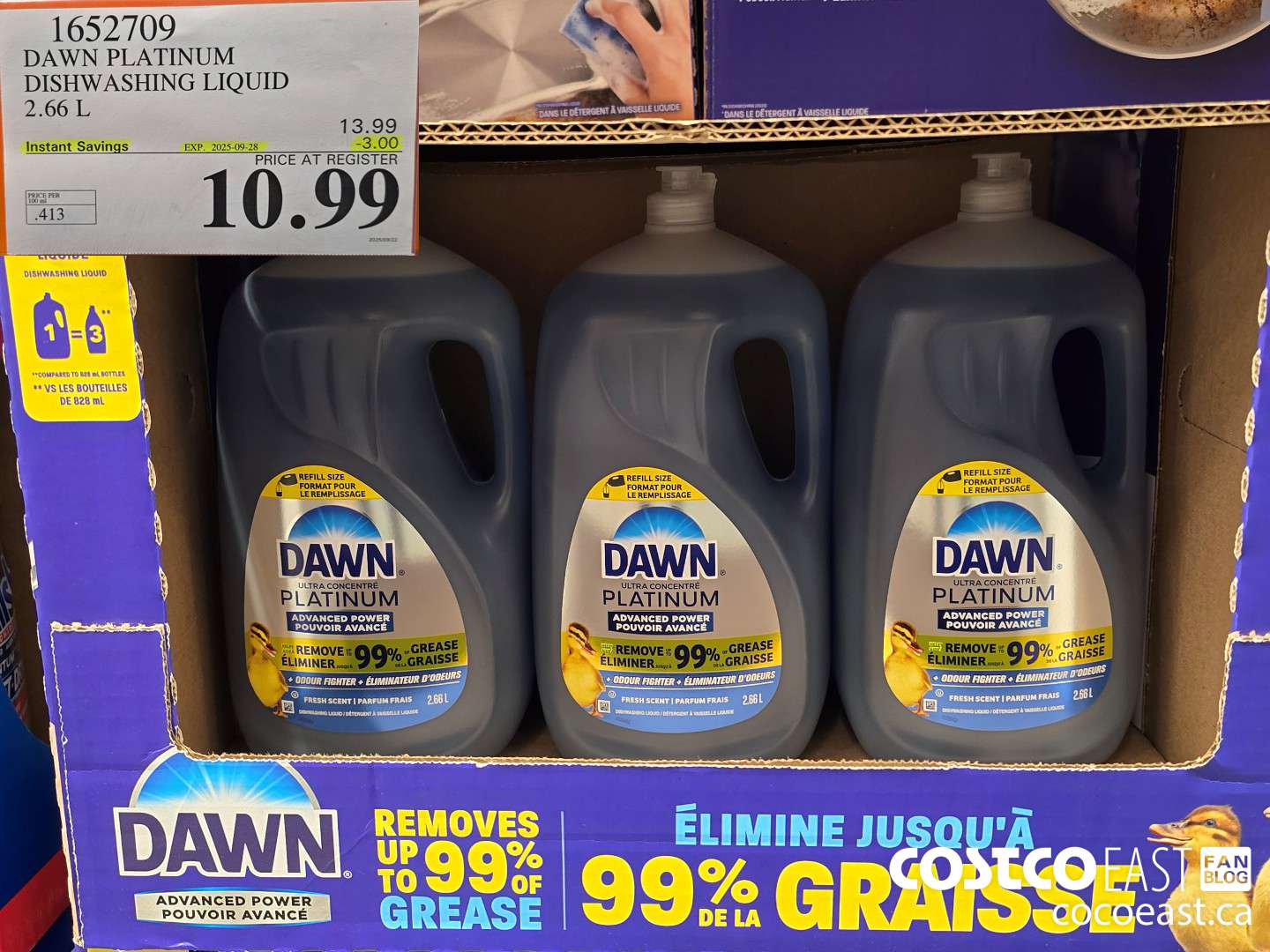 1652709 DAWN PLATINUM DISHWASHER LIQUID 2.66L ($3.00 INSTANT SAVINGS EXPIRES ON 2025-09-28) $10.99