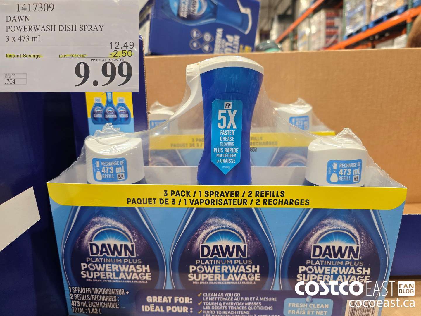 1417309 DAWN POWERWASH DISH SPRAY 3 X 473 mL ($2.50 INSTANT SAVINGS EXPIRES ON 2025-09-07) $9.99