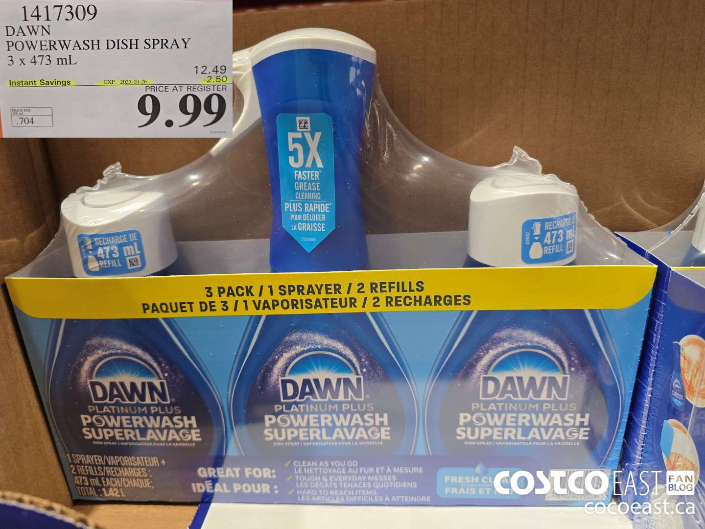 1417309 DAWN POWERWASH DISH SPRAY 3 X 473 mL ($2.50 INSTANT SAVINGS EXPIRES ON 2025-10-26) $9.99