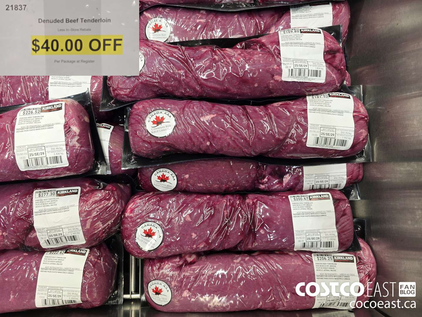 21837 DENUDED BEEF TENDERLOIN ($40.00 INSTANT SAVINGS)