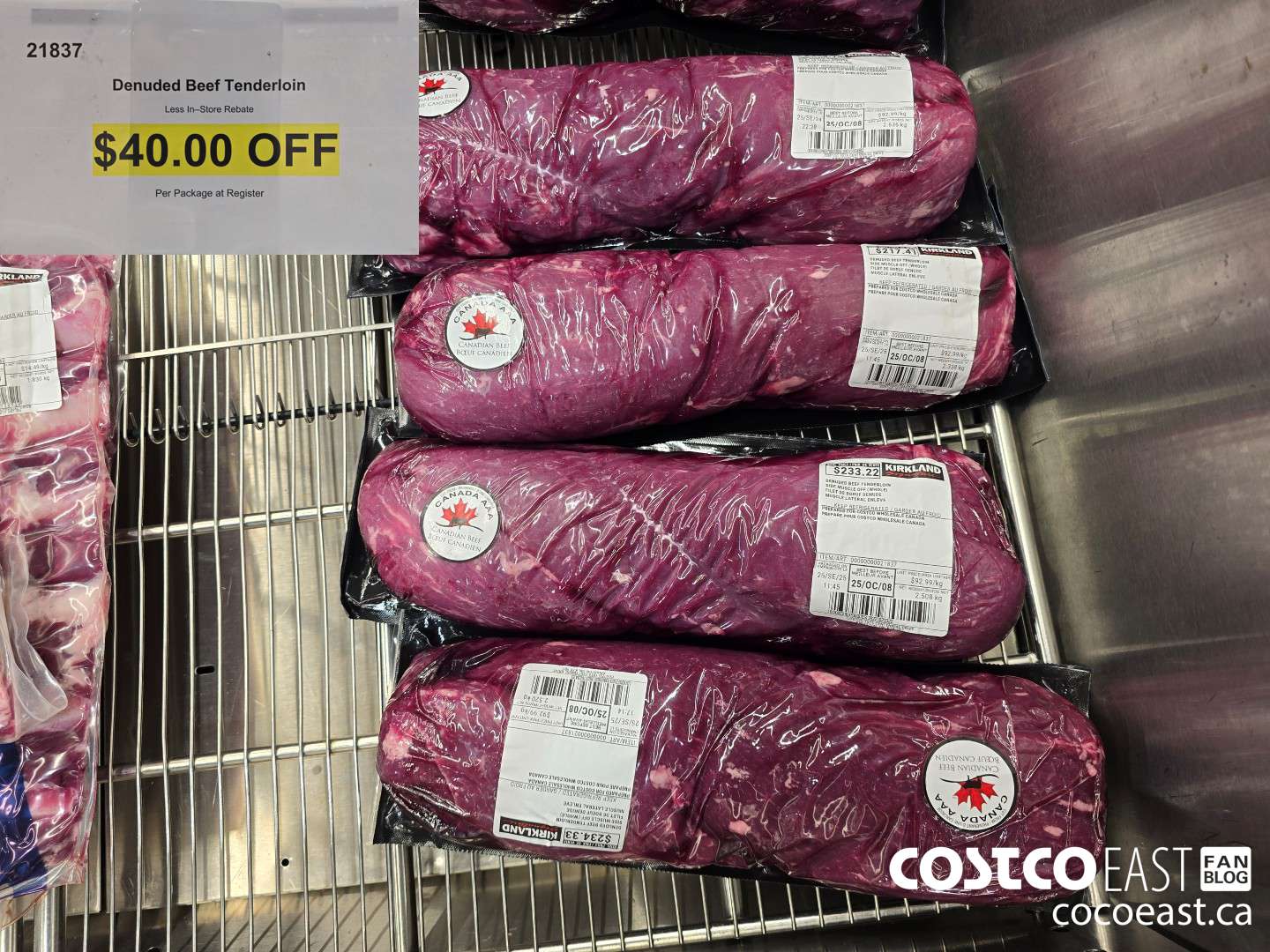 21837 DENUDED BEEF TENDERLOIN ($40.00 INSTANT SAVINGS)
