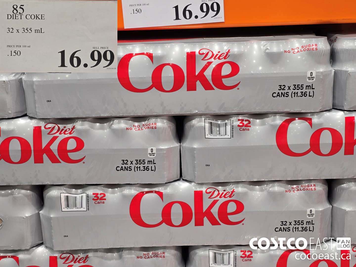 85 DIET COKE 32 X 355 ML $16.99