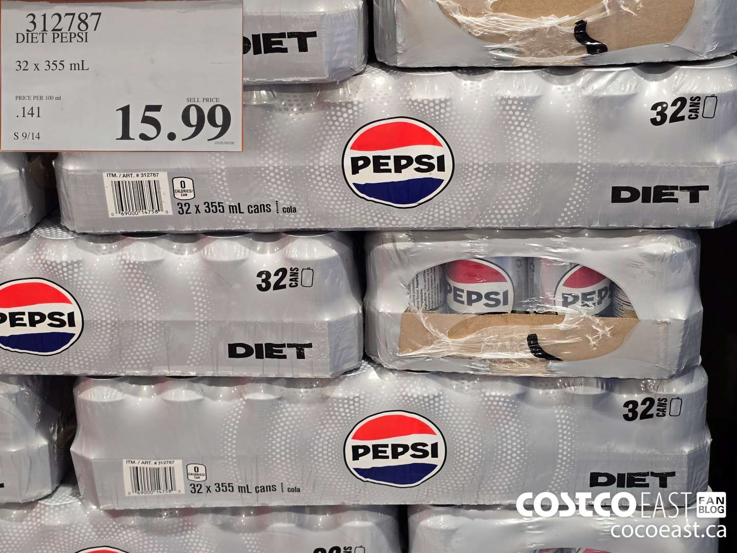 312787 DIET PEPSI 32 X 355 ML $51.99