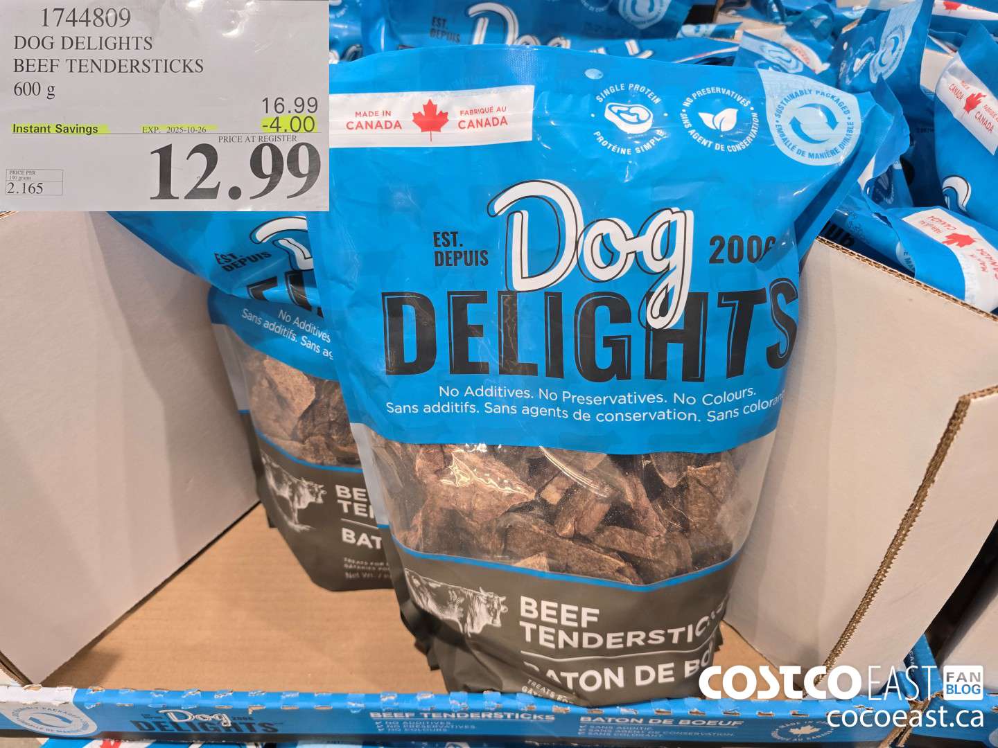 1744809 DOG DELIGHTS BEEF TENDERSTICKS 600 G ($4.00 INSTANT SAVINGS EXPIRES ON 2025-10-26) $12.99