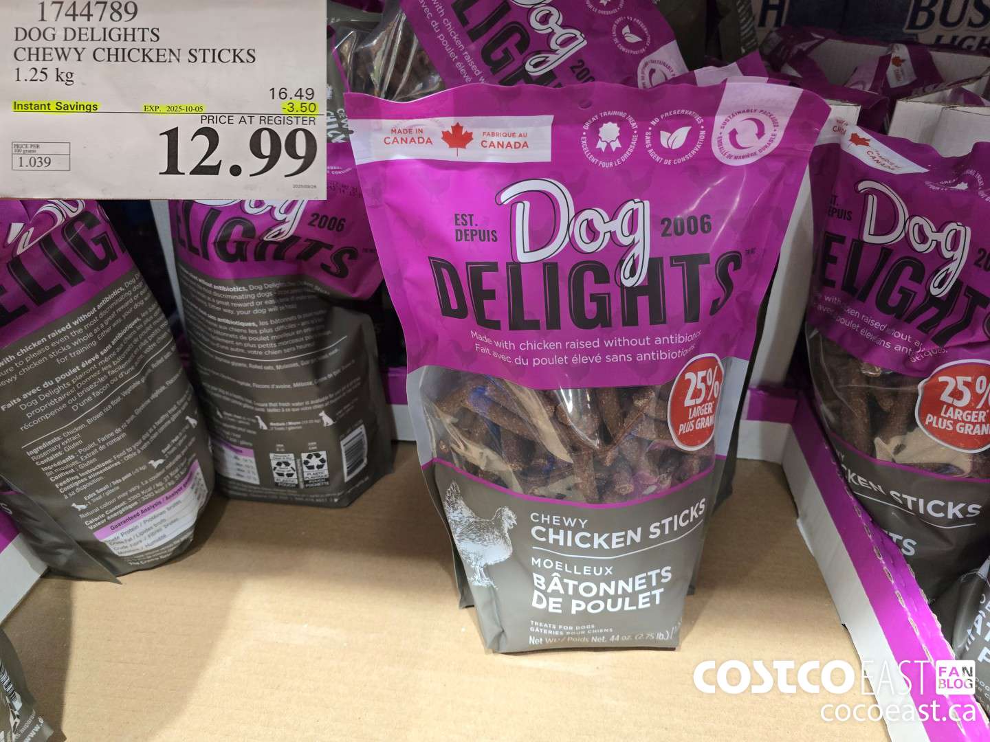 1744789 DOG DELIGHTS CHEWY CHICKEN STICKS 1.25 KG ($3.50 INSTANT SAVINGS EXPIRES ON 2025-10-05) $12.99