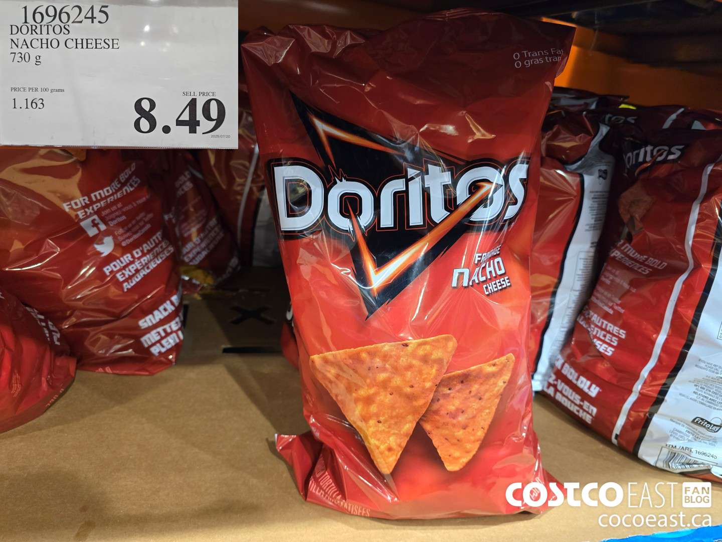 1696245 DORITOS NACHO CHEESE 730 g $8.49