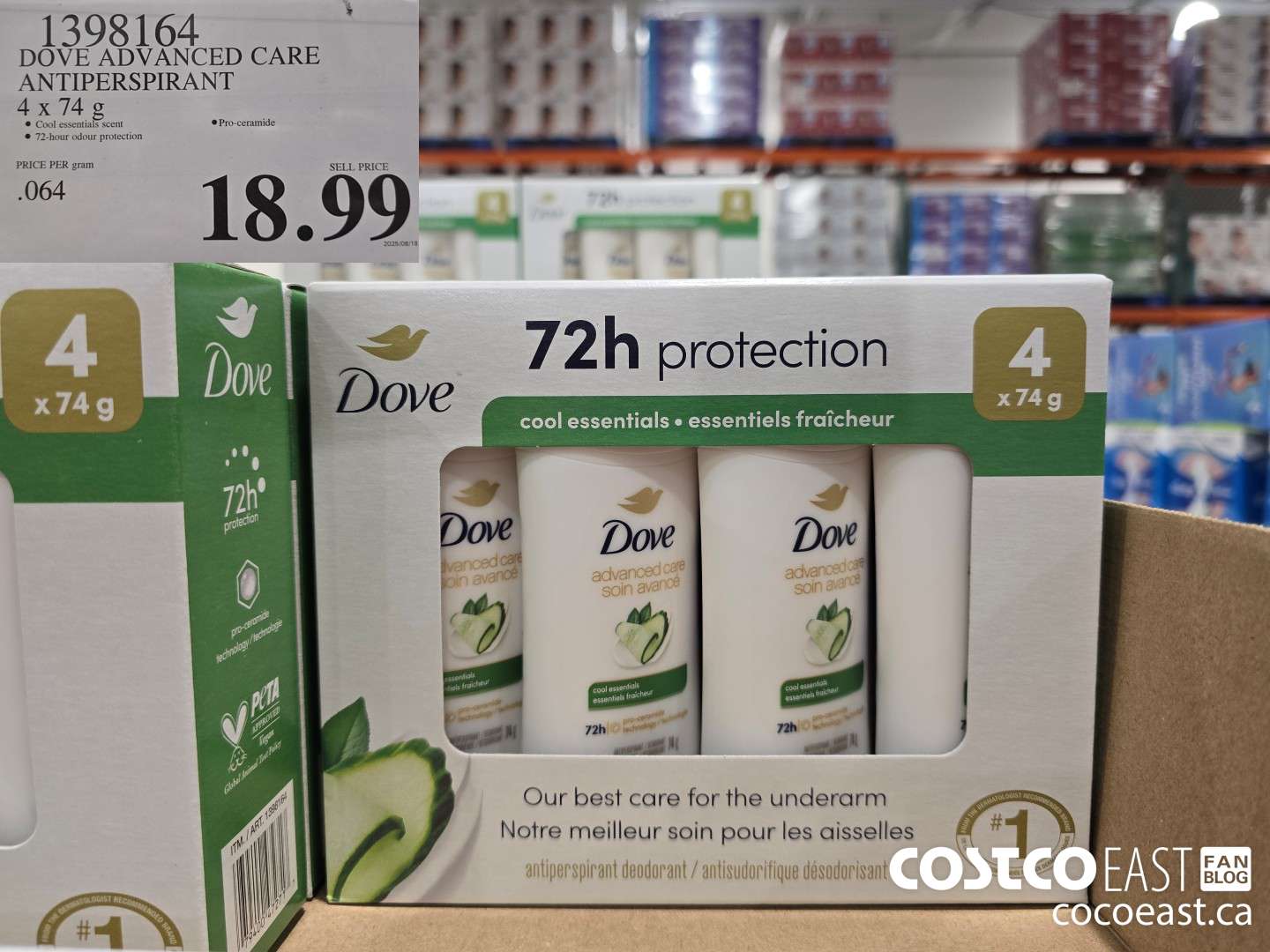 1398164 DOVE ADVANCED CARE ANTIPERSPIRANT 4 x 74G $18.99