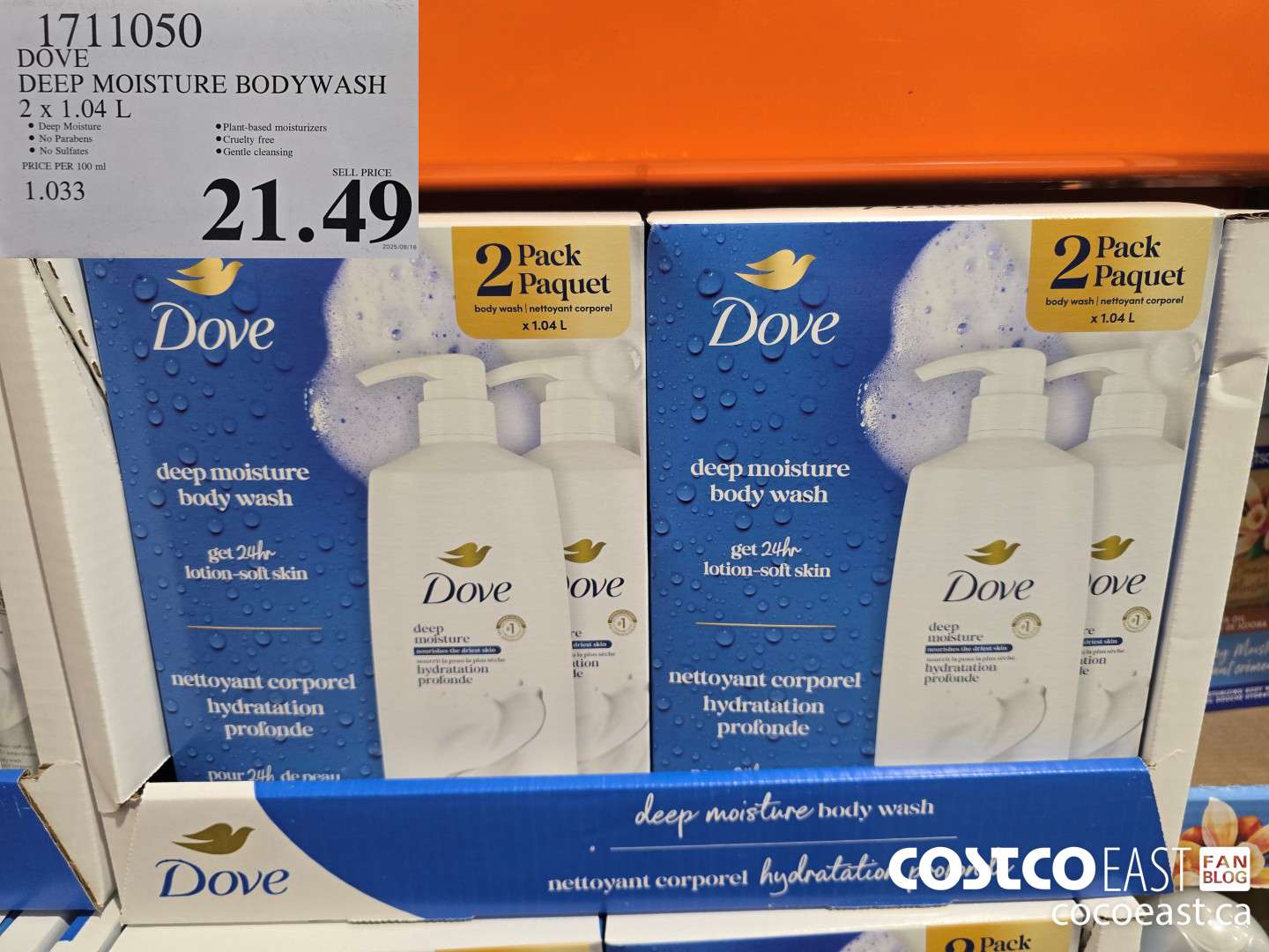 1711050 DOVE DEEP MOISTURE BODY WASH 2 x 1.04 L $21.49