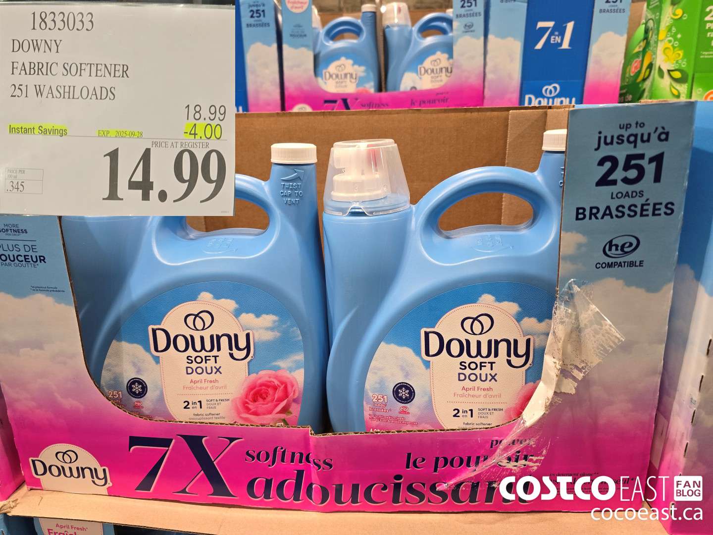 1833033 DOWNY FABRIC SOFTENER 251 WASHLOADS ($4.00 INSTANT SAVINGS EXPIRES ON 2025-09-28) $14.99