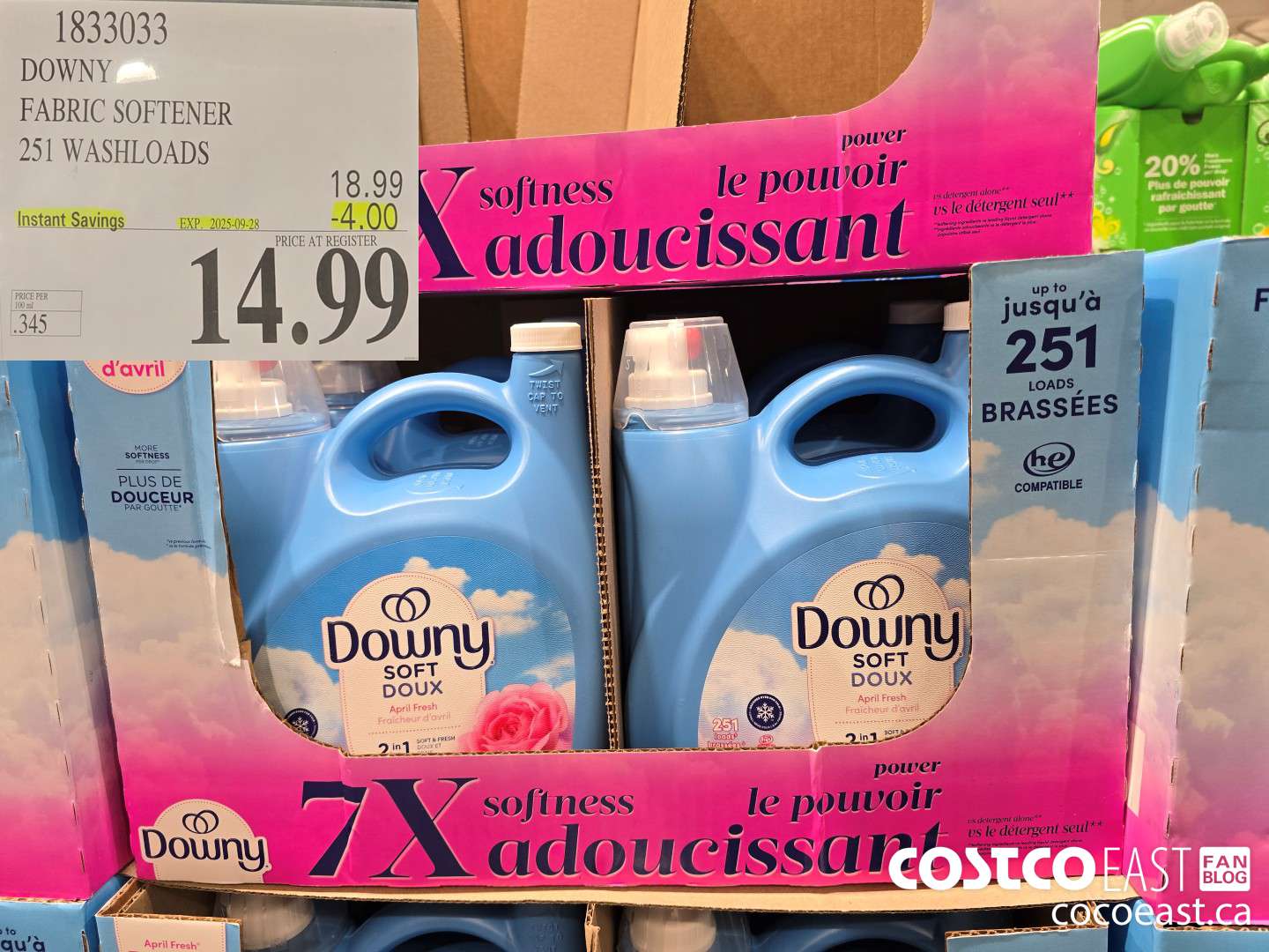 1833033 DOWNY FABRIC SOFTENER 251 WASHLOADS ($4.00 INSTANT SAVINGS EXPIRES ON 2025-09-28) $14.99