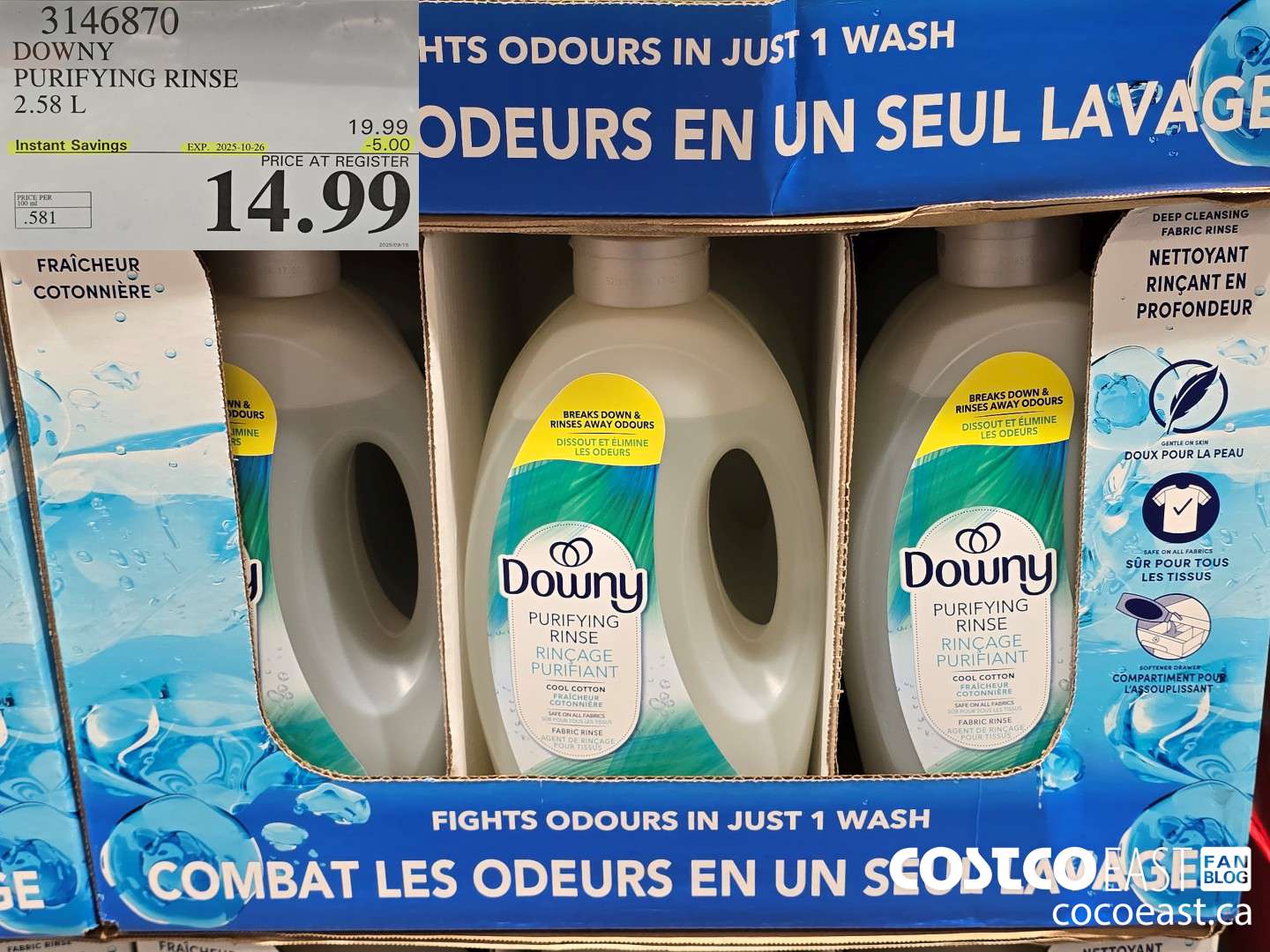 3146870 DOWNY PURIFYING RINSE 2.58 L ($5.00 INSTANT SAVINGS EXPIRES ON 2025-10-26) $14.99