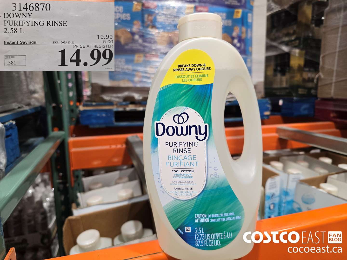 3146870 DOWNY PURIFYING RINSE 2.58 L ($5.00 INSTANT SAVINGS EXPIRES ON 2025-10-26) $14.99