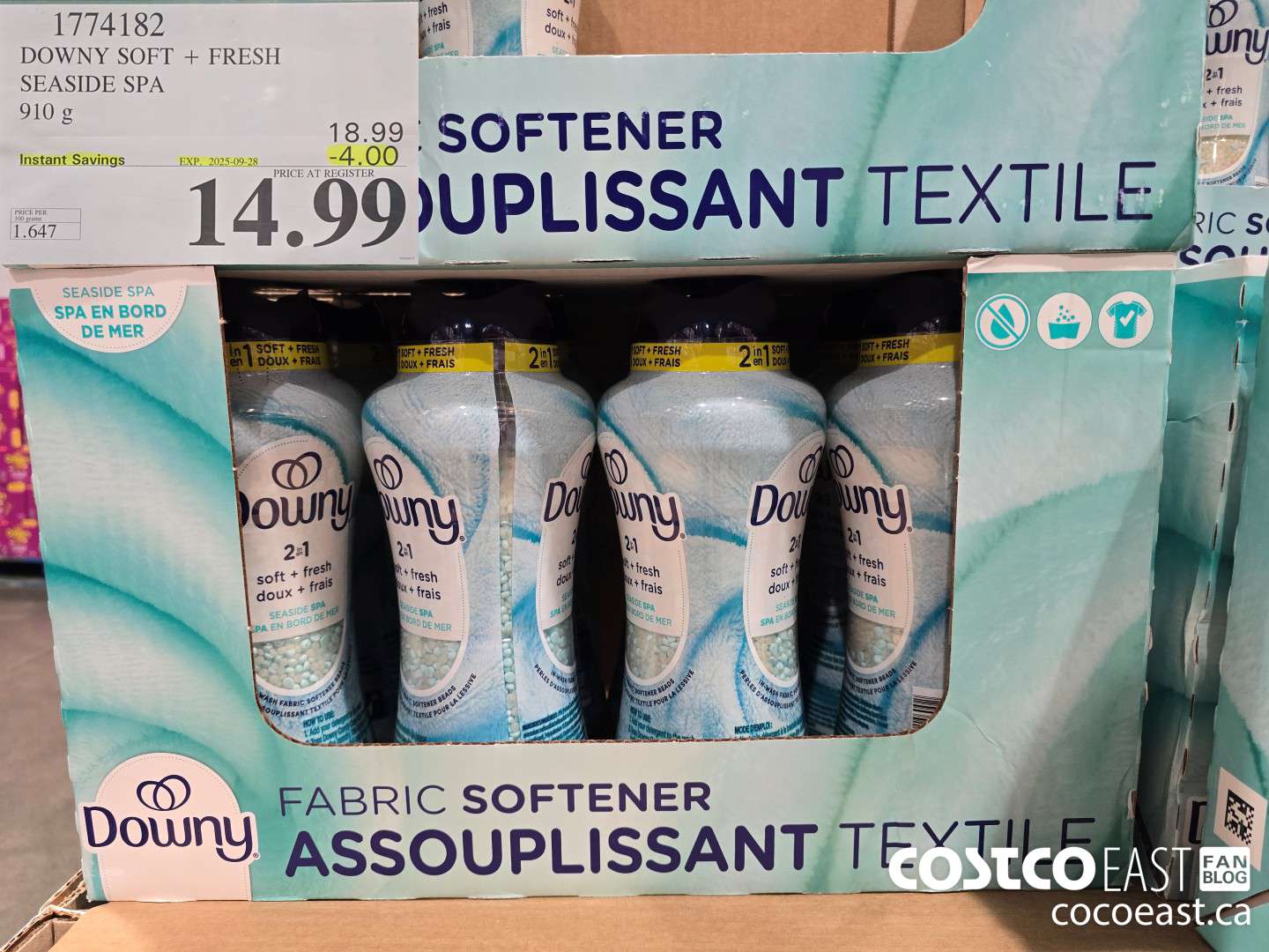 1774182 DOWNY SOFT + FRESH SEASIDE SPA 910 G ($4.00 INSTANT SAVINGS EXPIRES ON 2025-09-28) $14.99