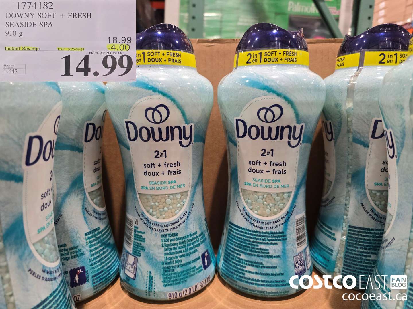 1774182 DOWNY SOFT + FRESH SEASIDE SPA 910 G ($4.00 INSTANT SAVINGS EXPIRES ON 2025-09-28) $14.99