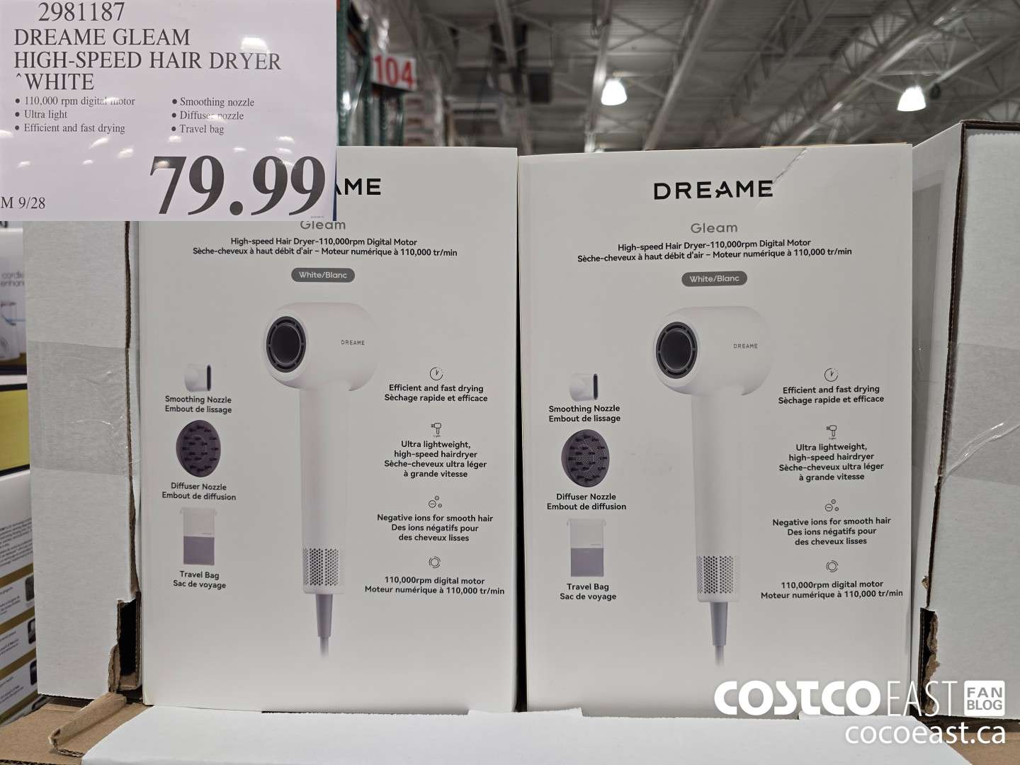 2981187 DREAME GLEAM HIGH-SPEED HAIR DRYER WHITE $79.99