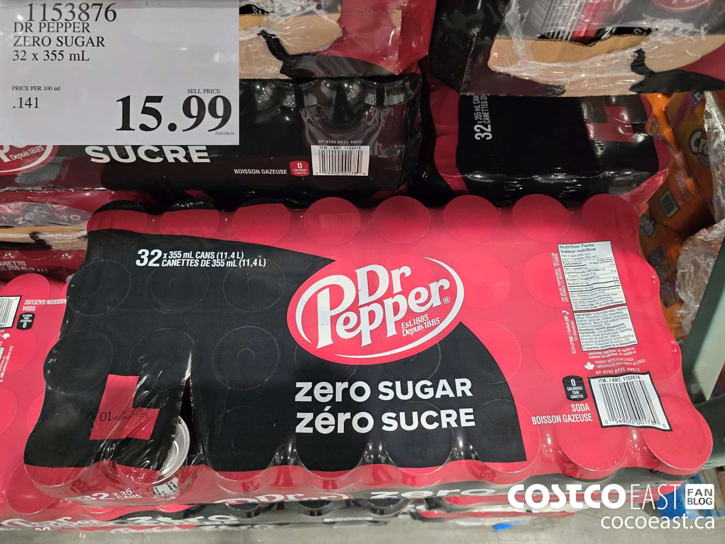 1153876 DR PEPPER ZERO SUGAR 32 x 355 ML $15.99