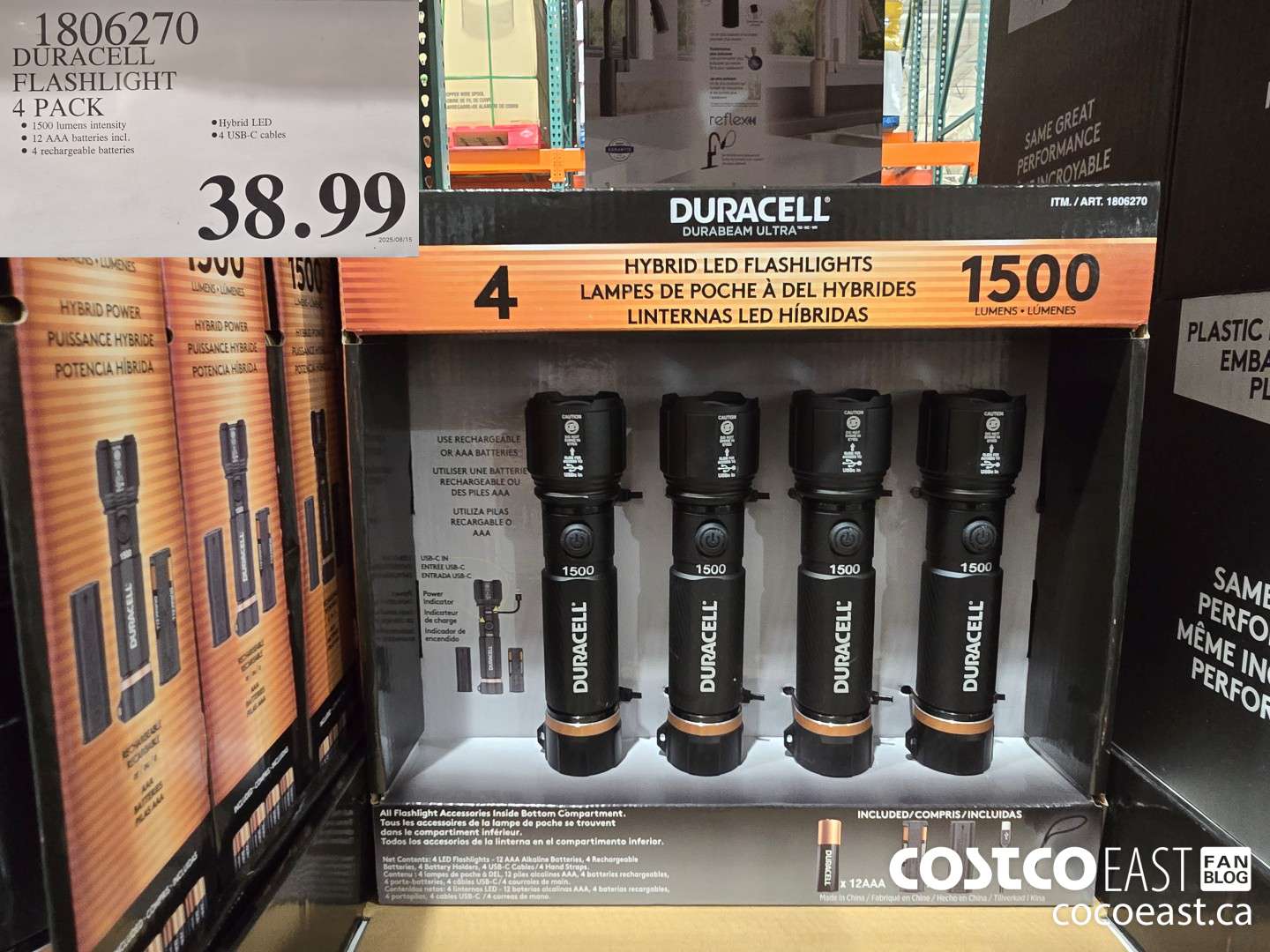 1806270 DURACELL FLASHLIGHT 4 PACK $38.99