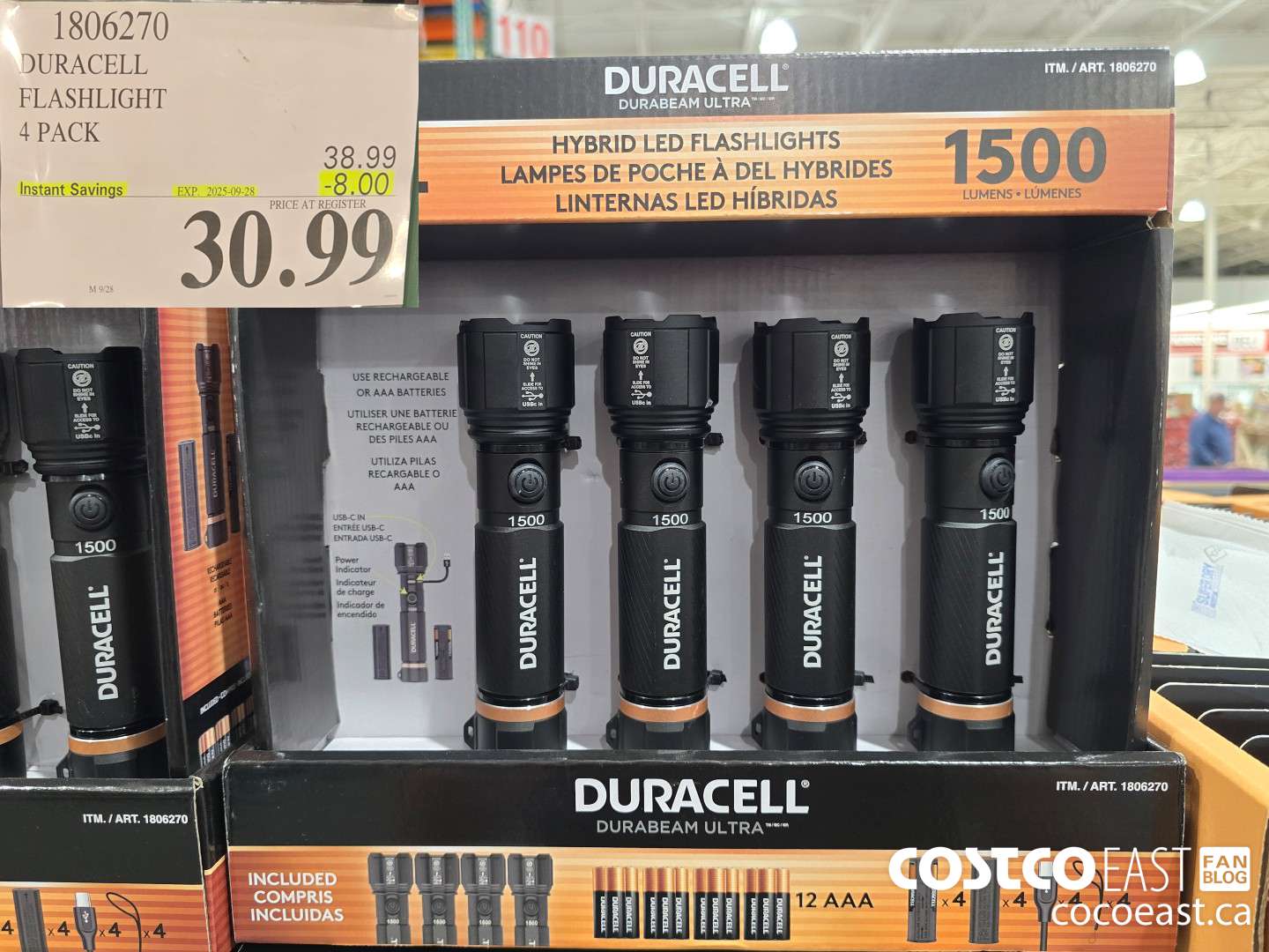 1806270 DURACELL FLASHLIGHT 4 PACK ($8.00 INSTANT SAVINGS EXPIRES ON 2025-09-28) $30.99