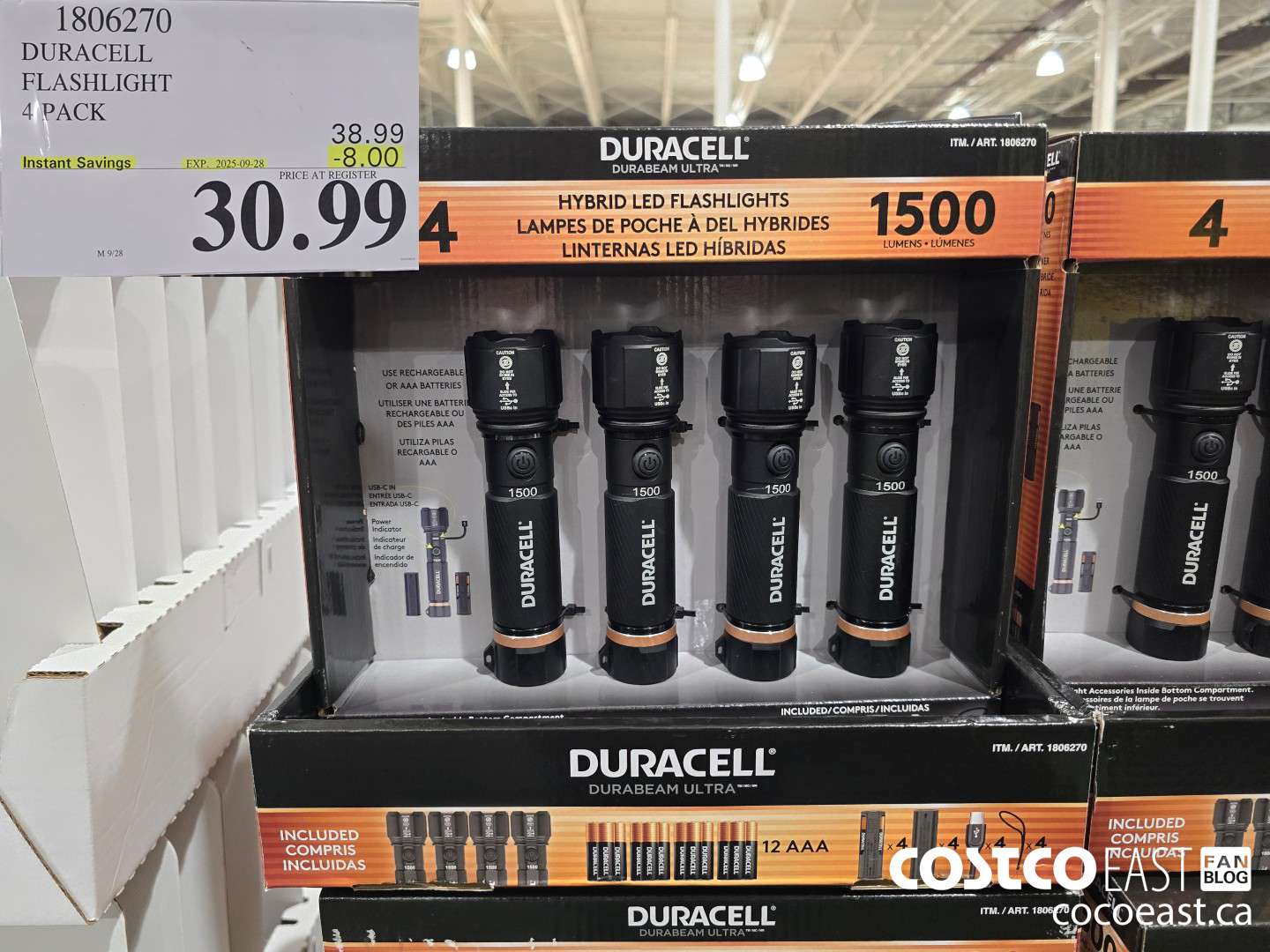 1806270 DURACELL FLASHLIGHT 4 PACK ($8.00 INSTANT SAVINGS EXPIRES ON 2025-09-28) $30.99