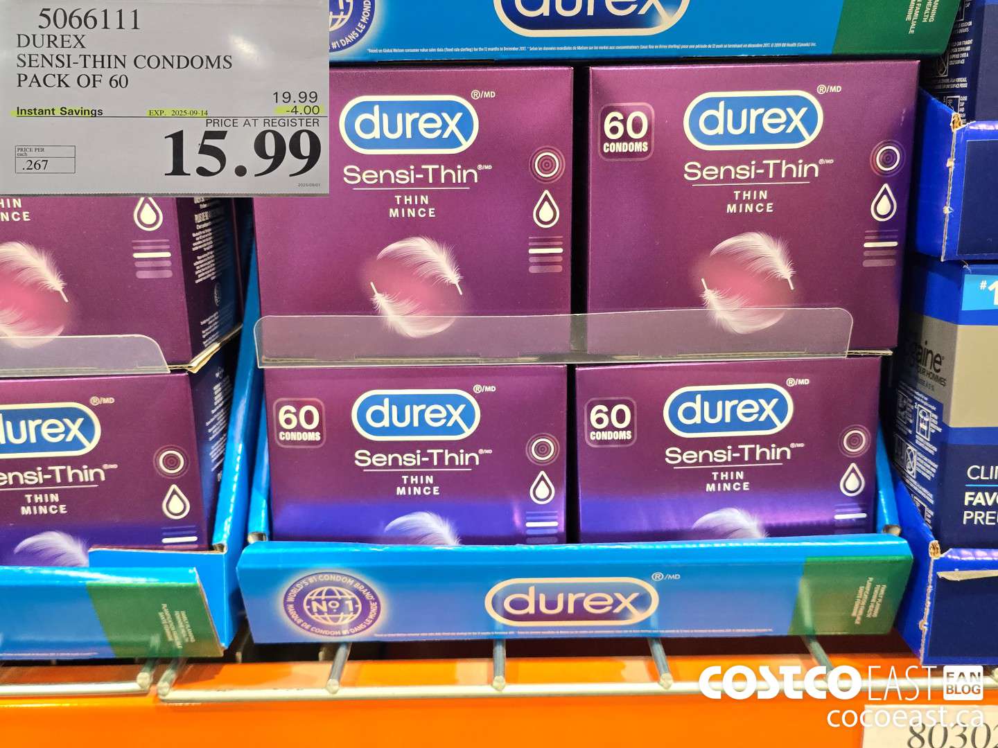 5066111 DUREX SENSI-THIN CONDOMS BOX OF 60 ($4.00 INSTANT SAVINGS EXPIRES ON 2025-09-14) $15.99