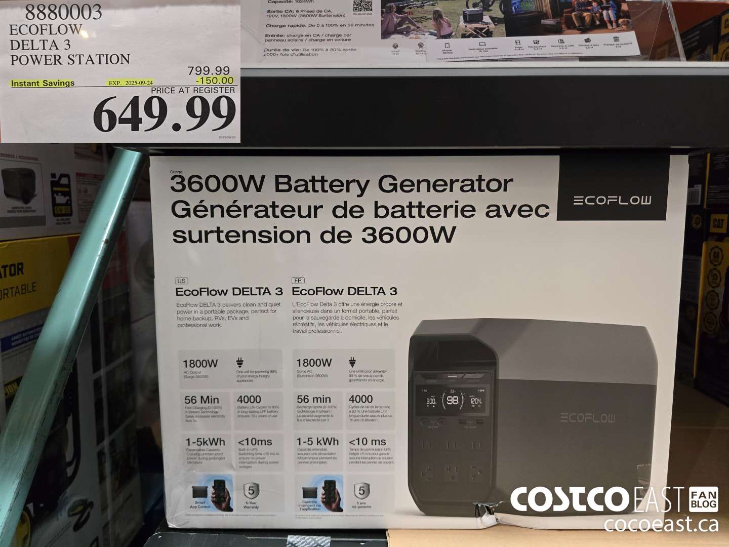 8880003 ECOFLOW DELTA 3 POWER STATION ($150.00 INSTANT SAVINGS EXPIRES ON 2025-09-24) $649.99