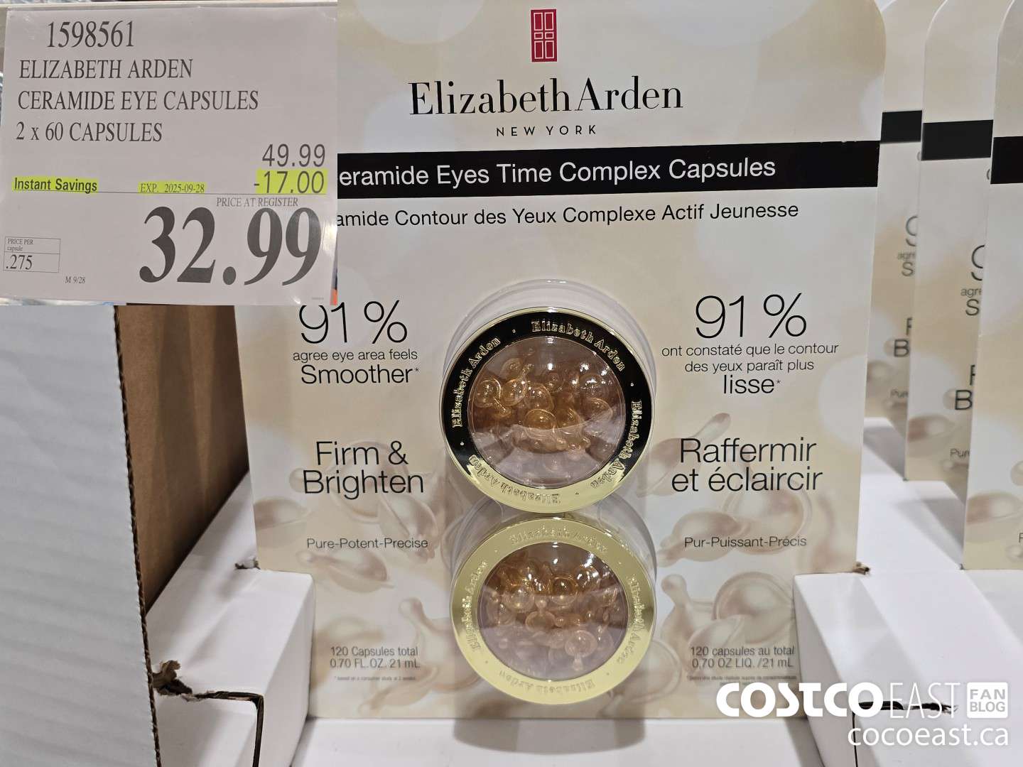 1598561 ELIZABETH ARDEN CERAMIDE EYE CAPSULES 2 x 60 CAPSULES ($17.00 INSTANT SAVINGS EXPIRES ON 2025-09-28) $32.99