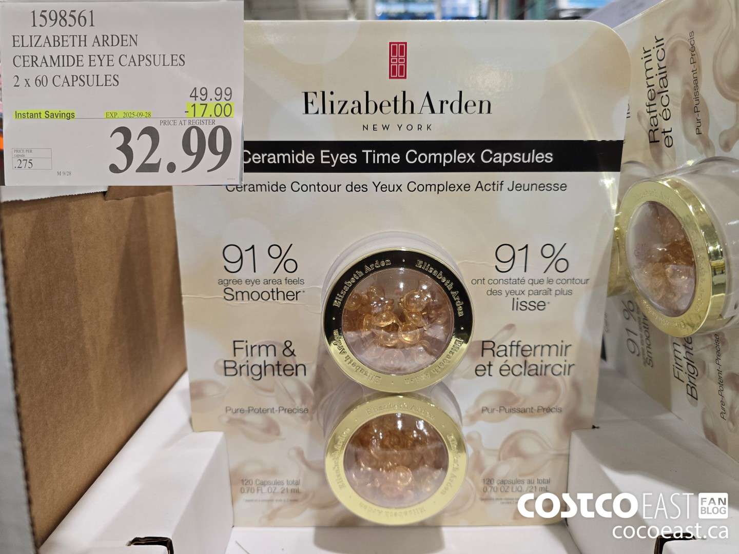 1598561 ELIZABETH ARDEN CERAMIDE EYE CAPSULES 2 x 60 CAPSULES ($17.00 INSTANT SAVINGS EXPIRES ON 2025-09-28) $32.99