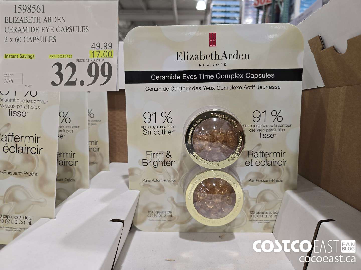 1598561 ELIZABETH ARDEN CERAMIDE EYE CAPSULES 2 x 60 CAPSULES ($17.00 INSTANT SAVINGS EXPIRES ON 2025-09-28) $32.99