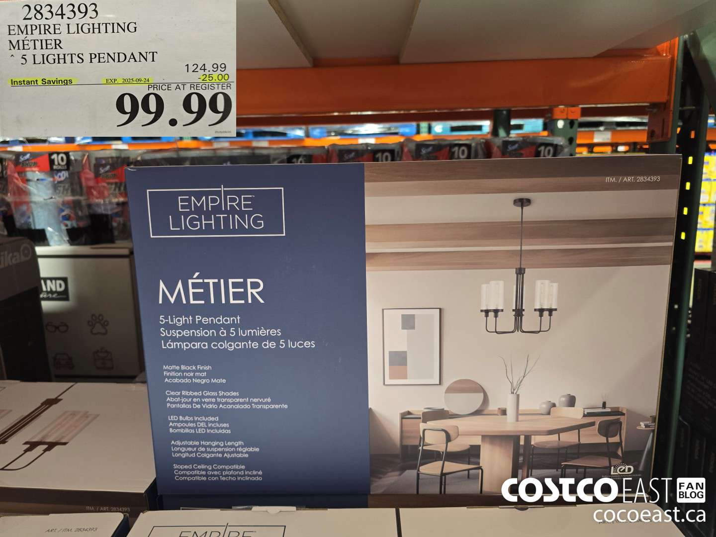 2834393 EMPIRE LIGHTING METIER 5 LIGHTS PENDANT ($25.00 INSTANT SAVINGS EXPIRES ON 2025-09-24) $99.99