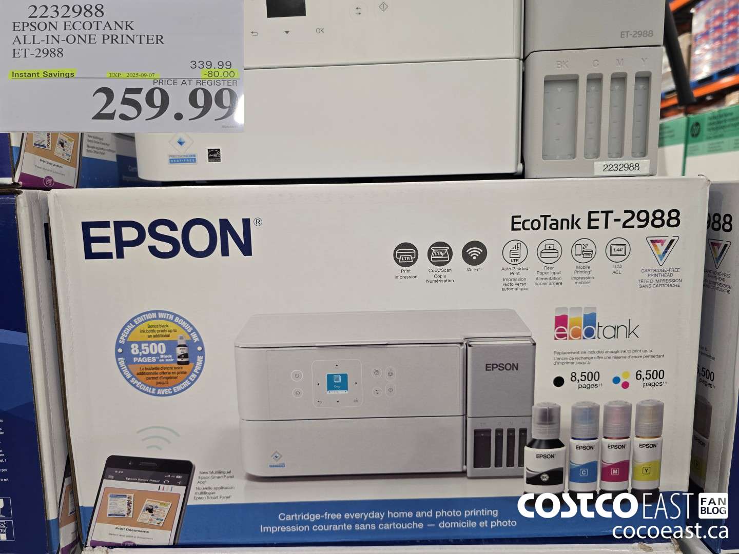 2252988 EPSON ECOTANK ALL-IN-ONE PRINTER ET-2988 ($80.00 INSTANT SAVINGS EXPIRES ON 2025-09-07) $259.99