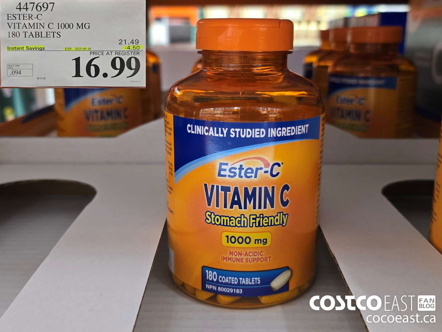 447697 ESTER-C VITAMIN C 1000 MG 180 TABLETS ($4.50 INSTANT SAVINGS EXPIRES ON 2025-09-28) $16.99