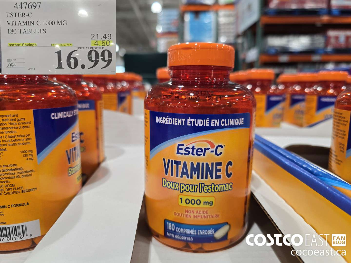 447697 ESTER-C VITAMIN C 1000 MG 180 TABLETS ($4.50 INSTANT SAVINGS EXPIRES ON 2025-09-28) $16.99