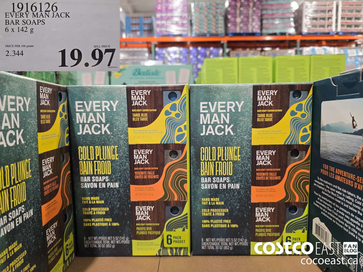 1916126 EVERY MAN JACK BAR SOAPS 6 x 142 g $19.97