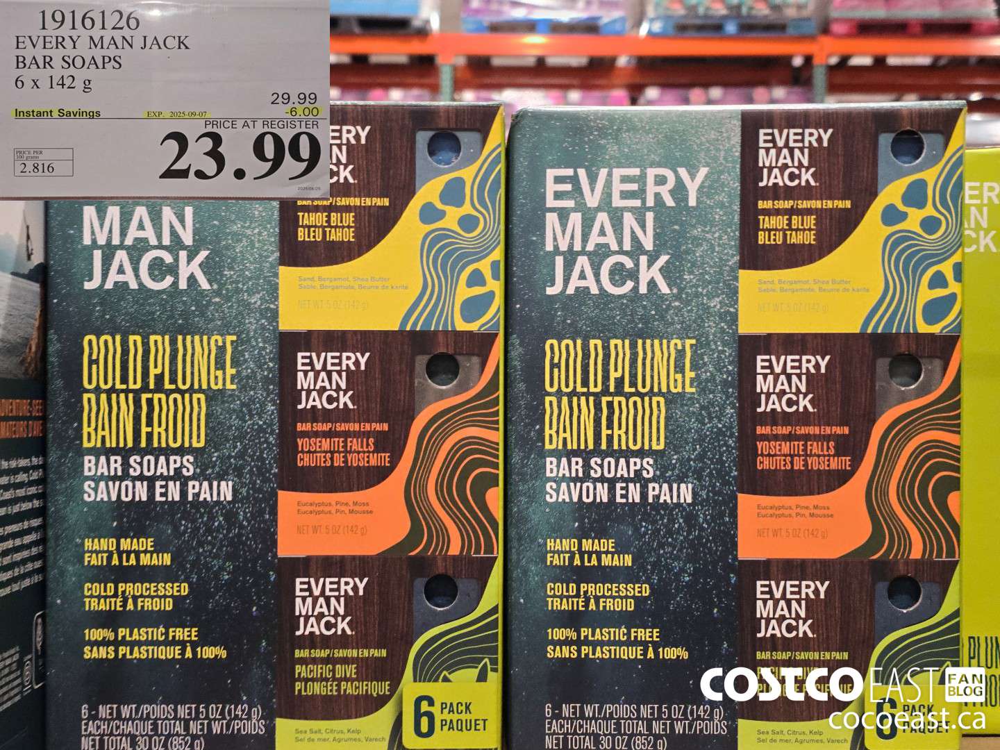 1916126 EVERY MAN JACK BAR SOAPS 6x 142 g ($6.00 INSTANT SAVINGS EXPIRES ON 2025-09-07) $23.99