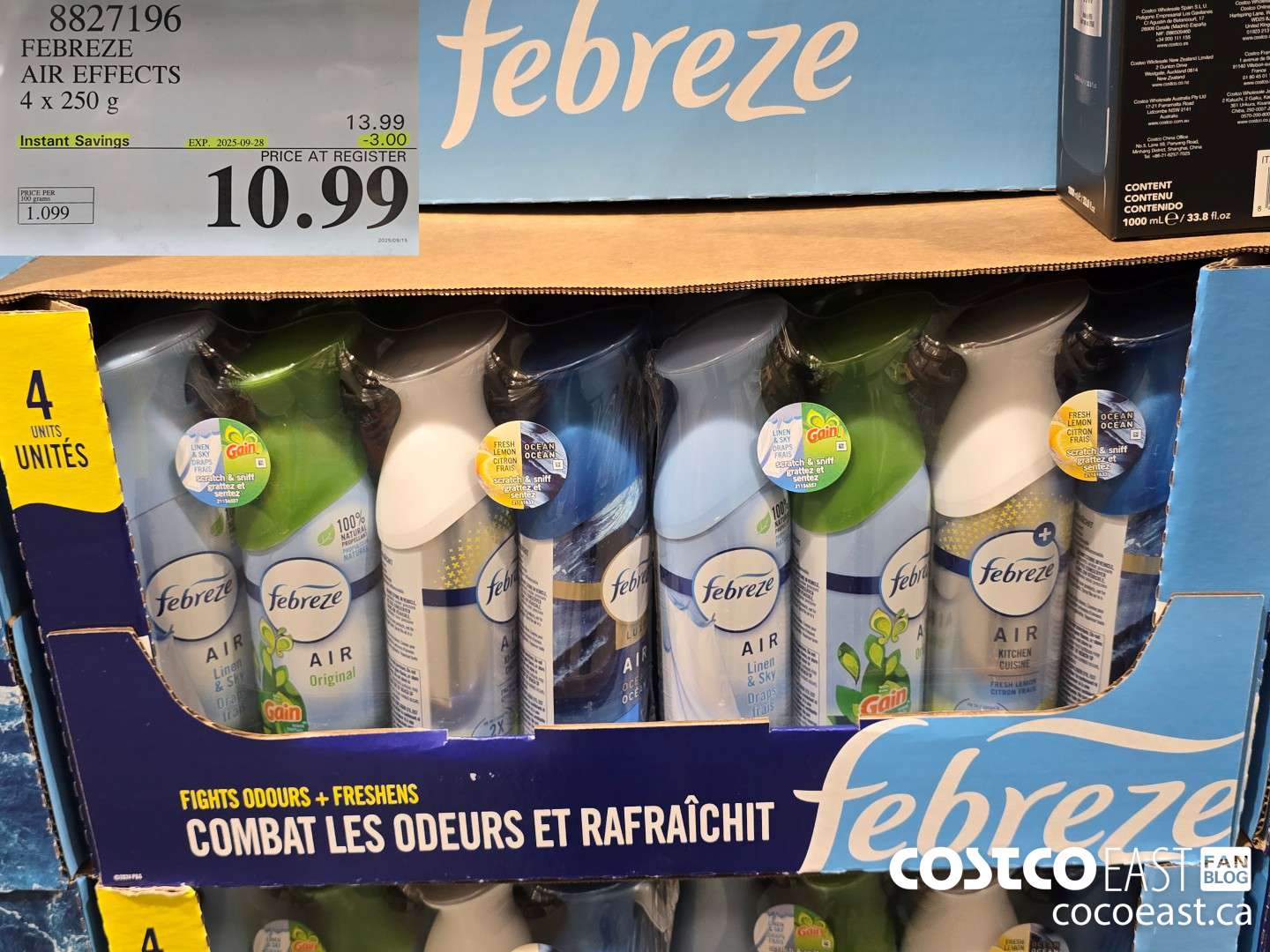 8827196 FEBREZE AIR EFFECTS 4 X 250 G ($3.00 INSTANT SAVINGS EXPIRES ON 2025-09-28) $10.99