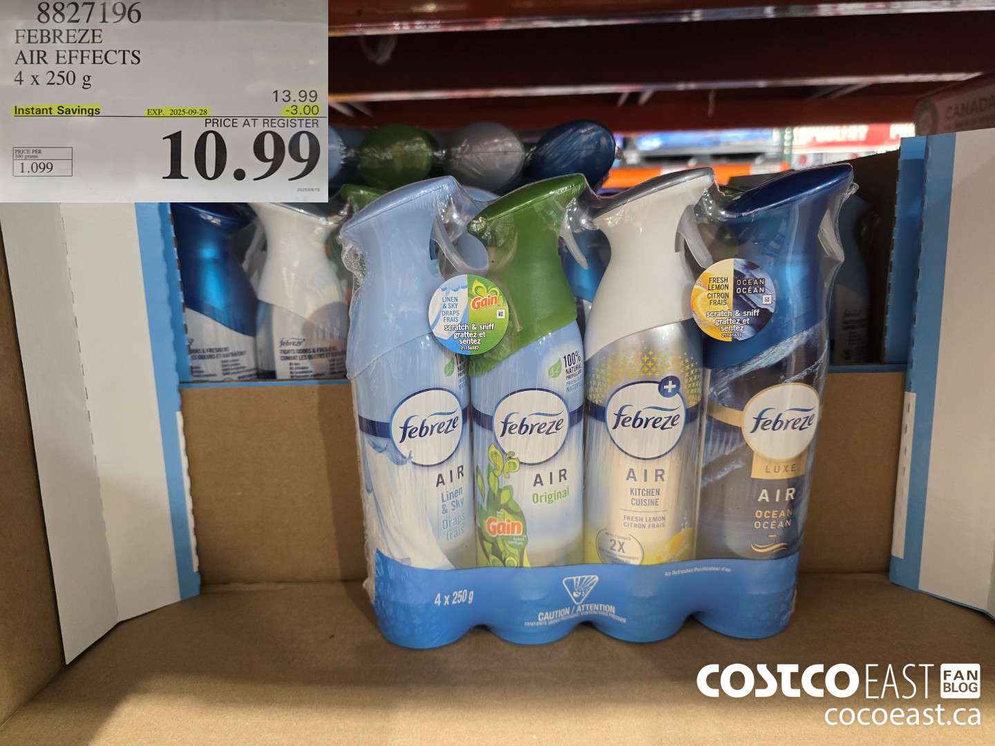 8827196 FEBREZE AIR EFFECTS 4 X 250 G ($3.00 INSTANT SAVINGS EXPIRES ON 2025-09-28) $10.99