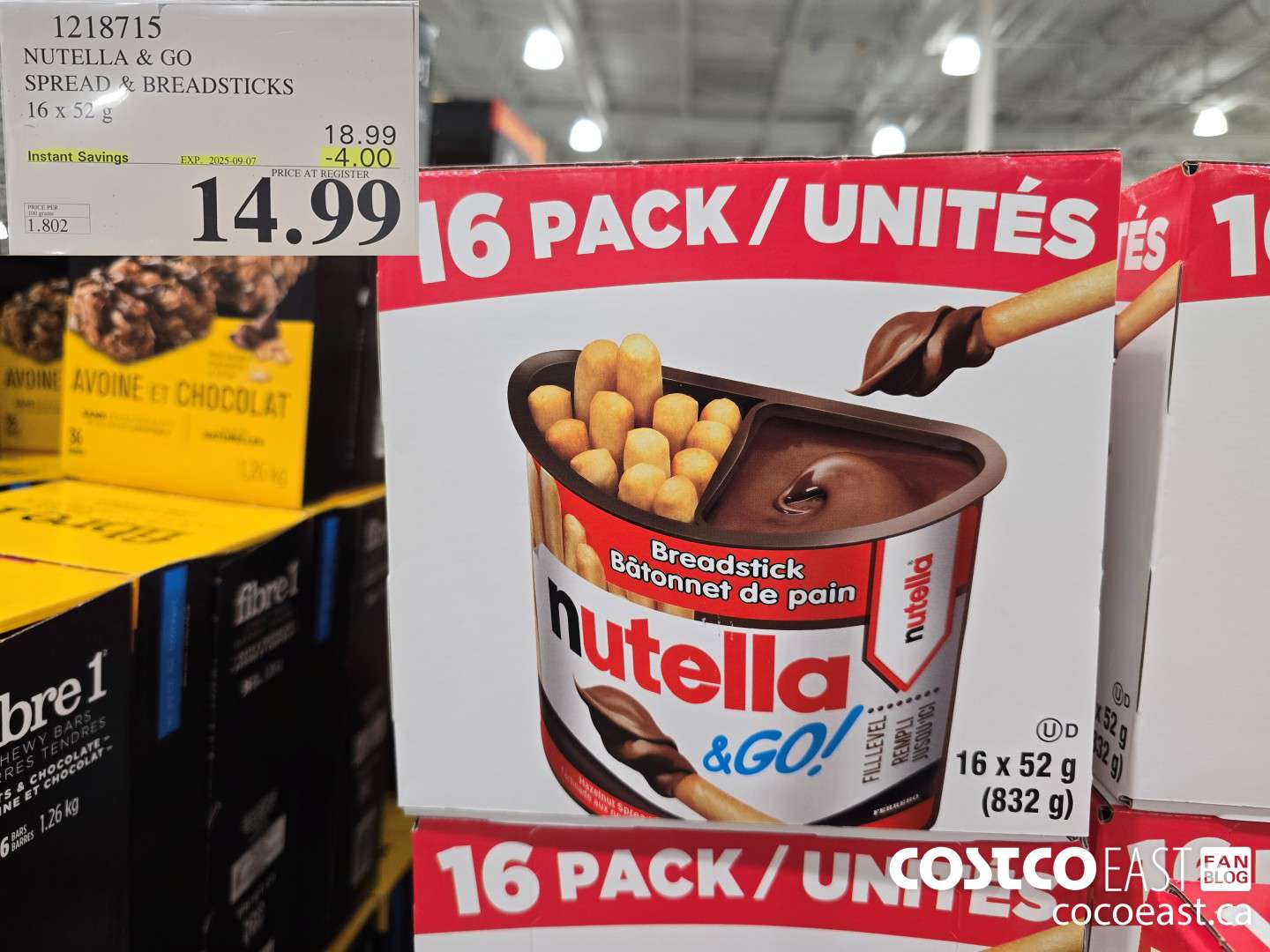 1218715 FERRERO NUTELLA & GO 16 x 52g ($4.00 INSTANT SAVINGS EXPIRES ON 2025-09-07) $14.99