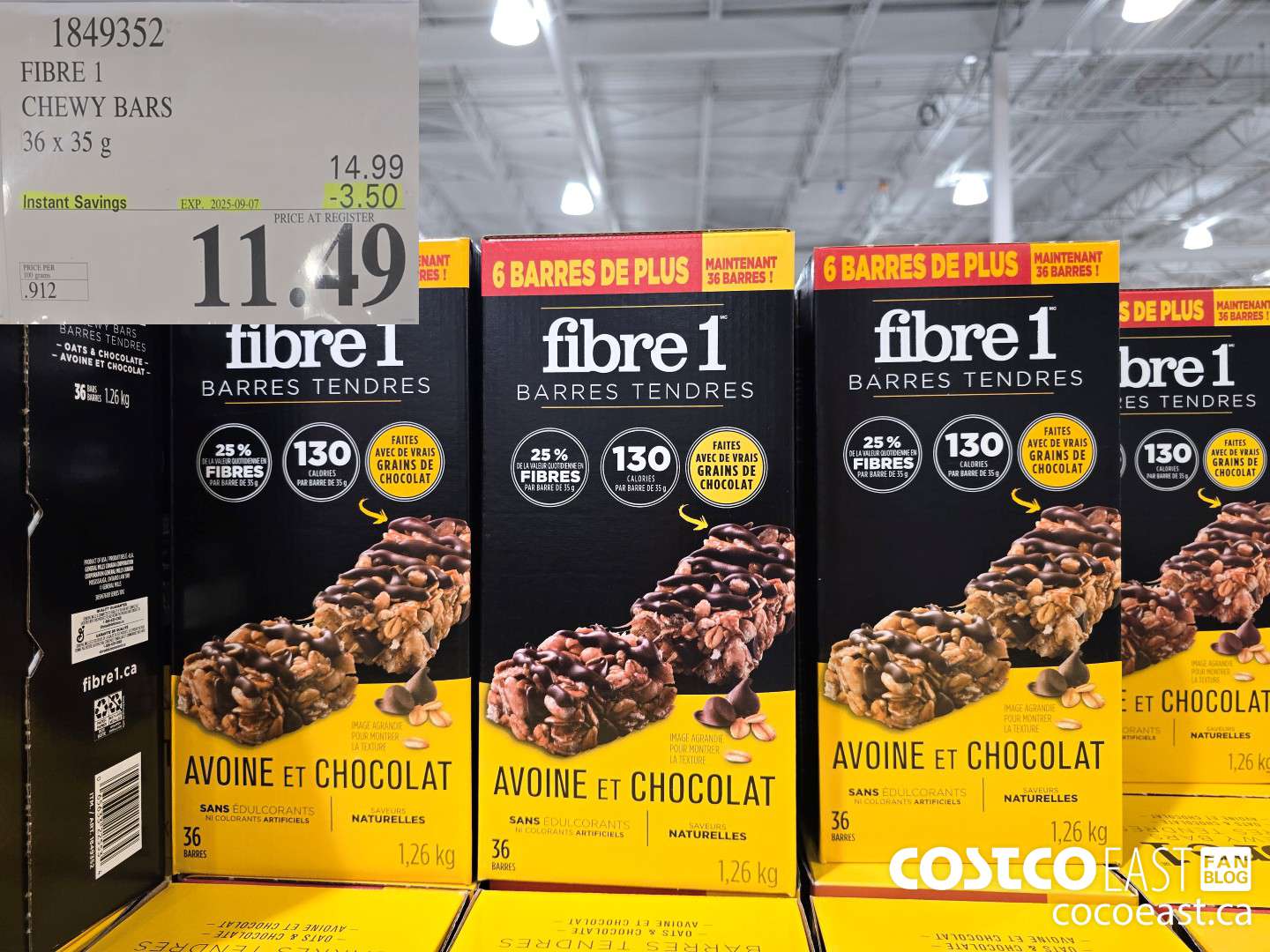 1849352 FIBRE 1 CHEWY BARS 36 x 35 g ($3.50 INSTANT SAVINGS EXPIRES ON 2025-09-07) $11.49