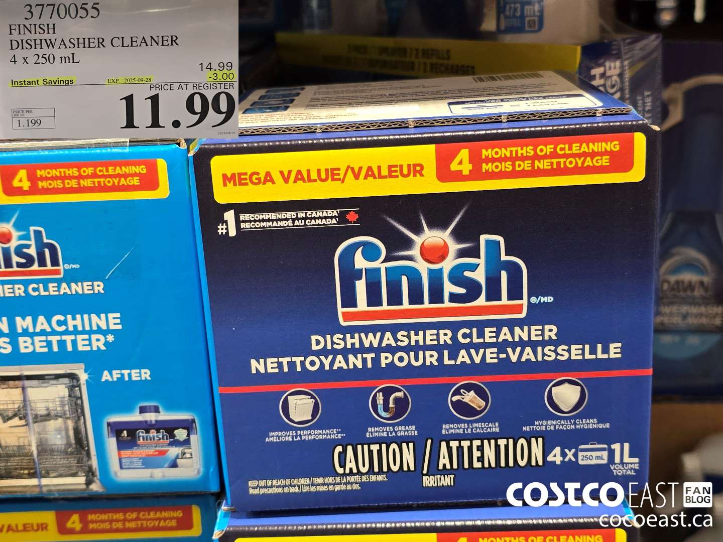 3770055 FINISH DISHWASHER CLEANER 4x 250 mL ($3.00 INSTANT SAVINGS EXPIRES ON 2025-09-28) $11.99