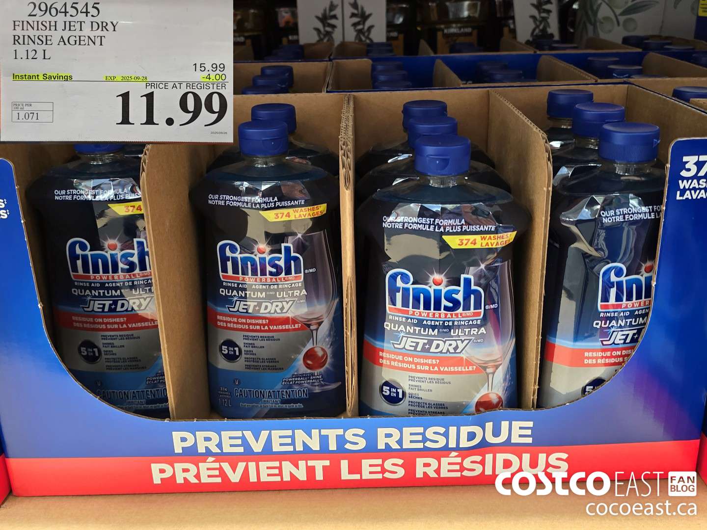 2964545 FINISH JET DRY RINSE AGENT 1.12 L ($4.00 INSTANT SAVINGS EXPIRES ON 2025-09-28) $11.99