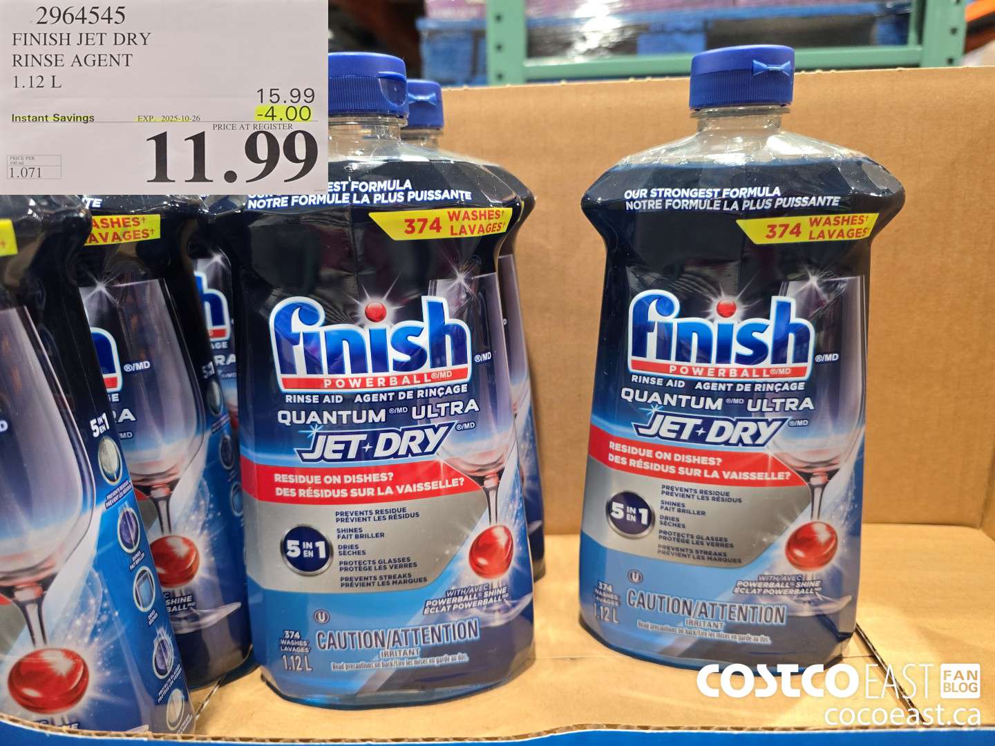 2964545 FINISH JET DRY RINSE AGENT 1.12 L ($4.00 INSTANT SAVINGS EXPIRES ON 2025-10-26) $11.99