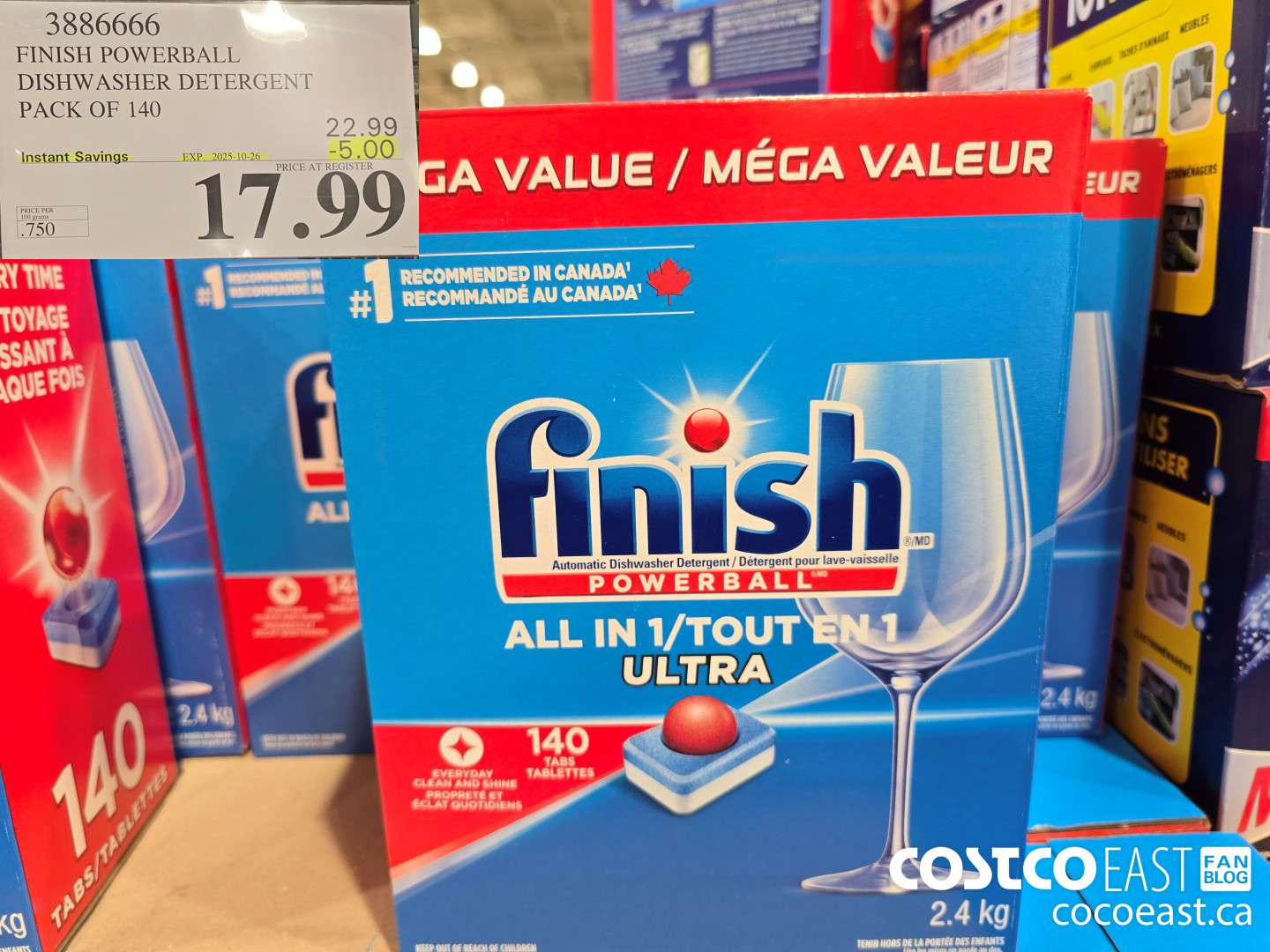 3886666 FINISH POWERBALL DISHWASHER DETERGENT PACK OF 140 ($5.00 INSTANT SAVINGS EXPIRES ON 2025-10-26) $17.99