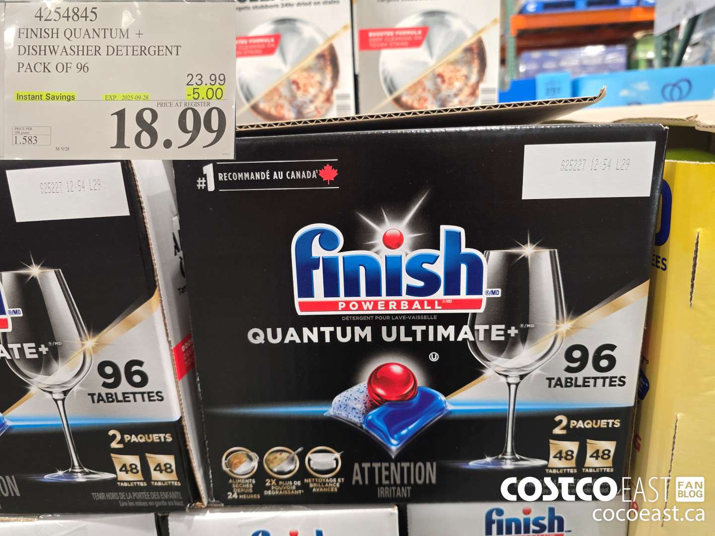 4254845 FINISH QUANTUM + DISHWASHER DETERGENT PACK OF 96 ($5.00 INSTANT SAVINGS EXPIRES ON 2025-09-28) $18.99