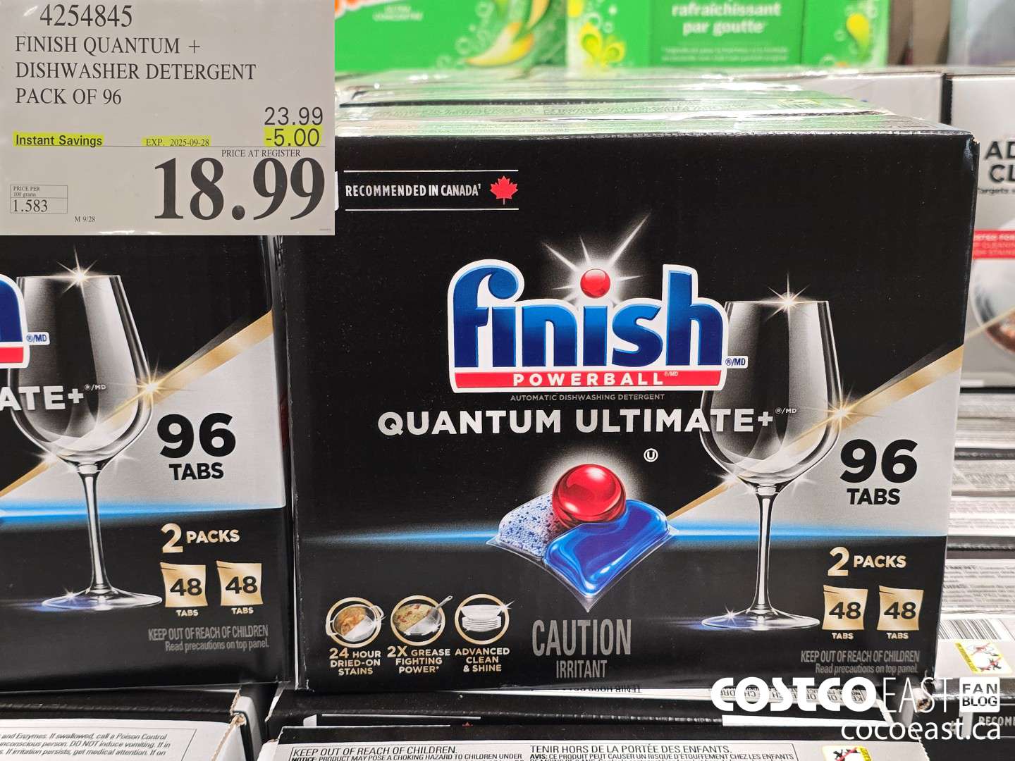 4254845 FINISH QUANTUM + DISHWASHER DETERGENT PACK OF 96 ($5.00 INSTANT SAVINGS EXPIRES ON 2025-09-28) $18.99
