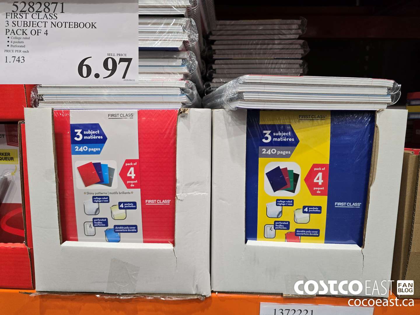 5282871 FIRST CLASS 3 SUBJECT NOTEBOOK PACK OF 4 $6.97