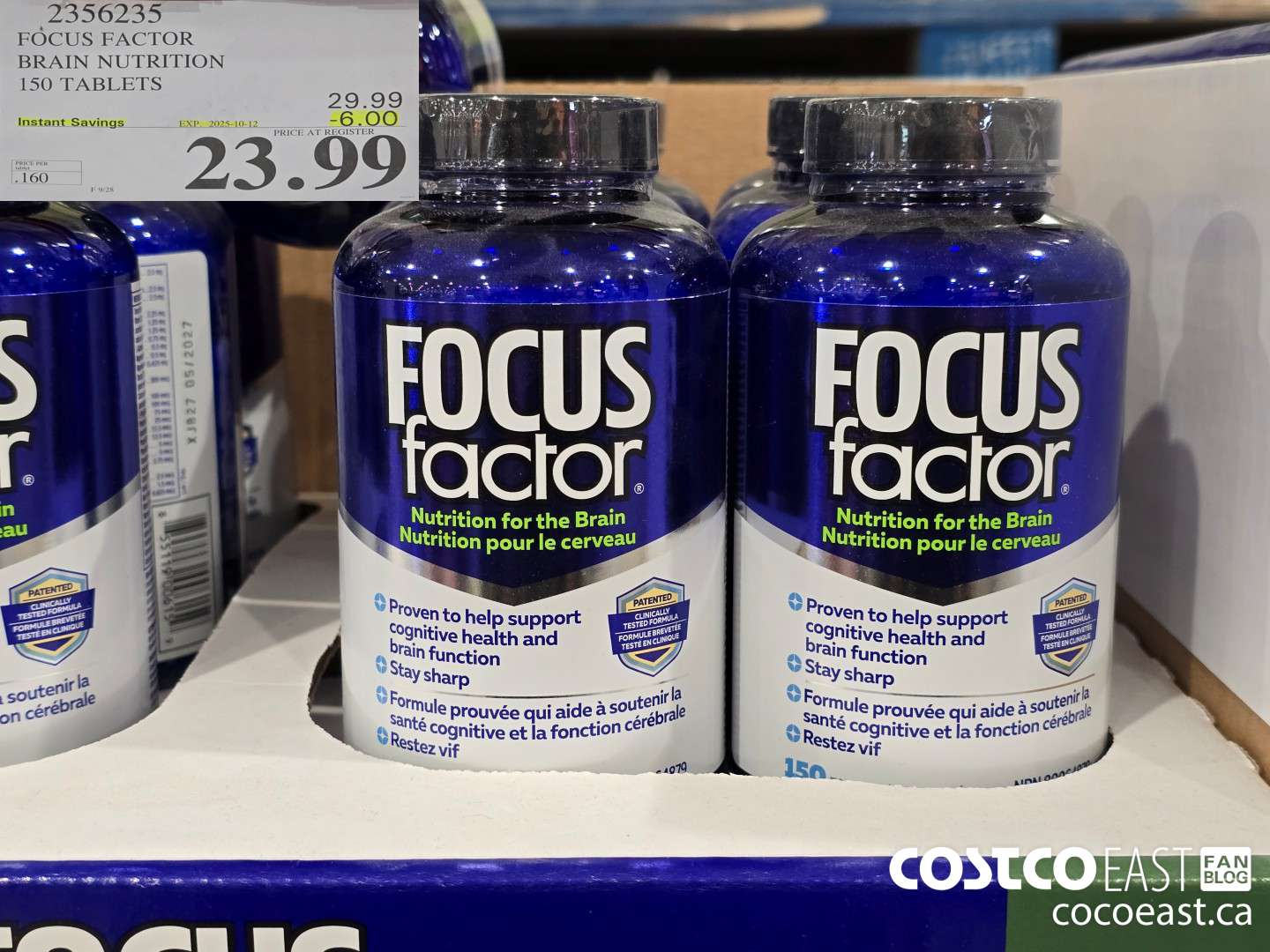 2356235 FOCUS FACTOR BRAIN NUTRITION 150 TABLETS ($6.00 INSTANT SAVINGS EXPIRES ON 2025-10-12) $23.99