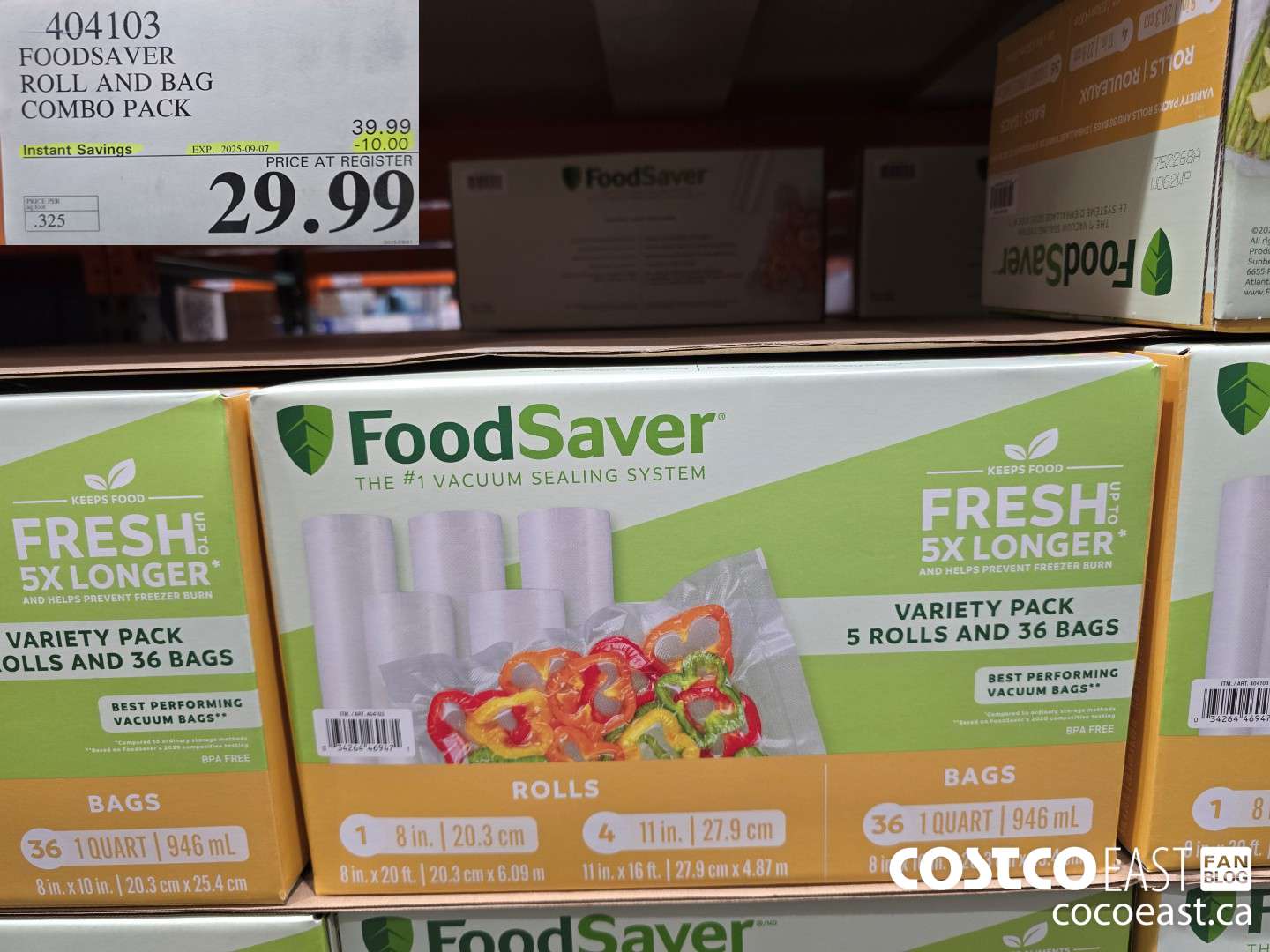 404103 FOODSAVER ROLLS AND BAG COMBO PACK ($10.00 INSTANT SAVINGS EXPIRES ON 2025-09-07) $29.99
