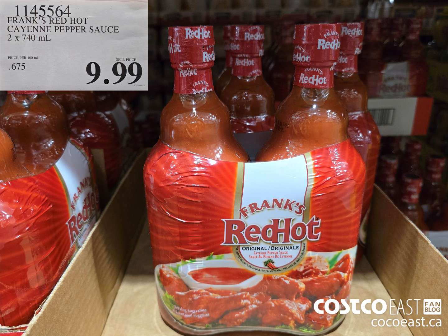 1145564 FRANKS RED HOT CAYENNE PEPPER SAUCE 2 X 740 ML $9.99