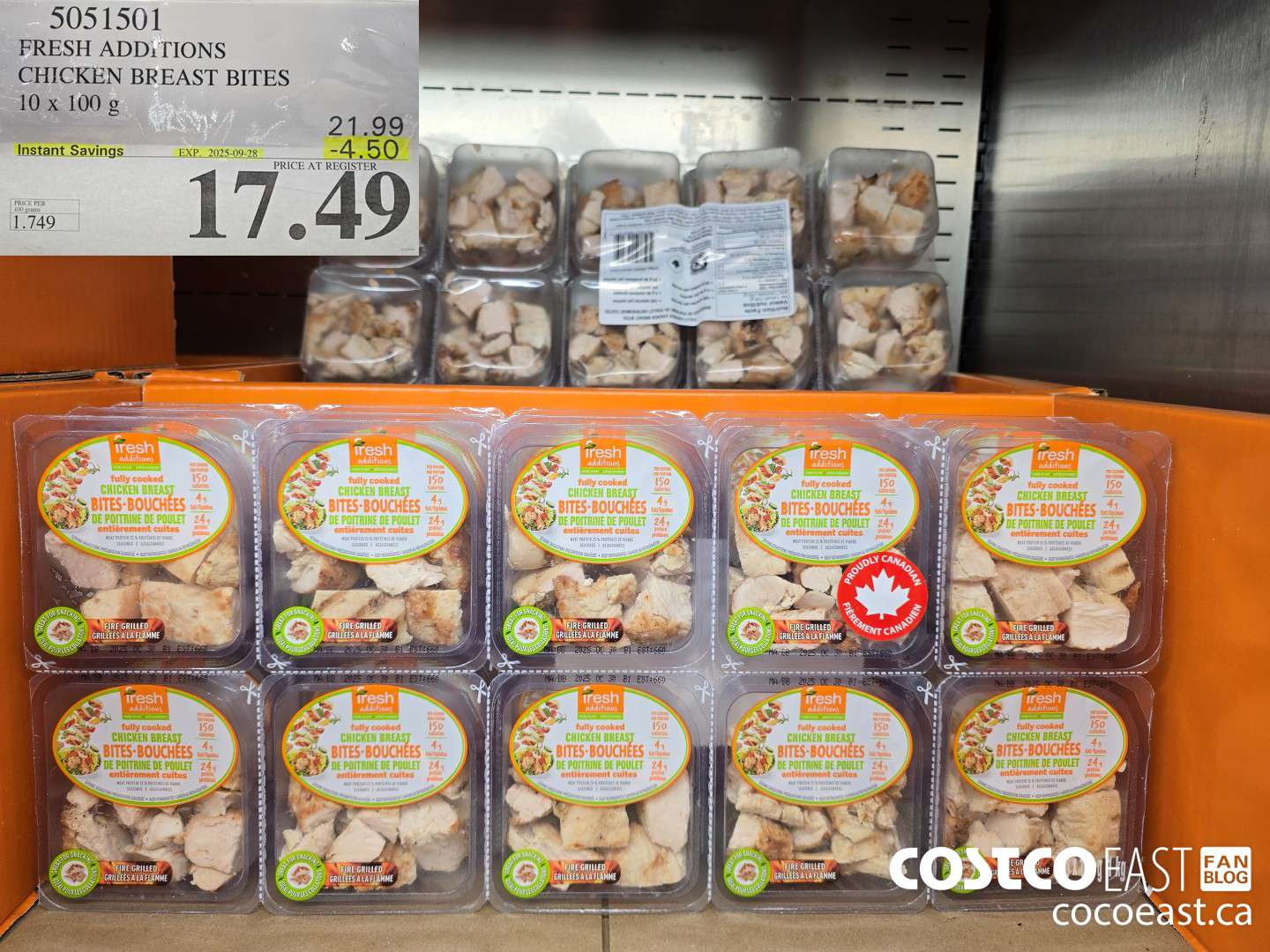 5051501 FRESH ADDITIONS CHICKEN BREAST BITES 10 X 100 G ($4.50 INSTANT SAVINGS EXPIRES ON 2025-09-28) $17.49